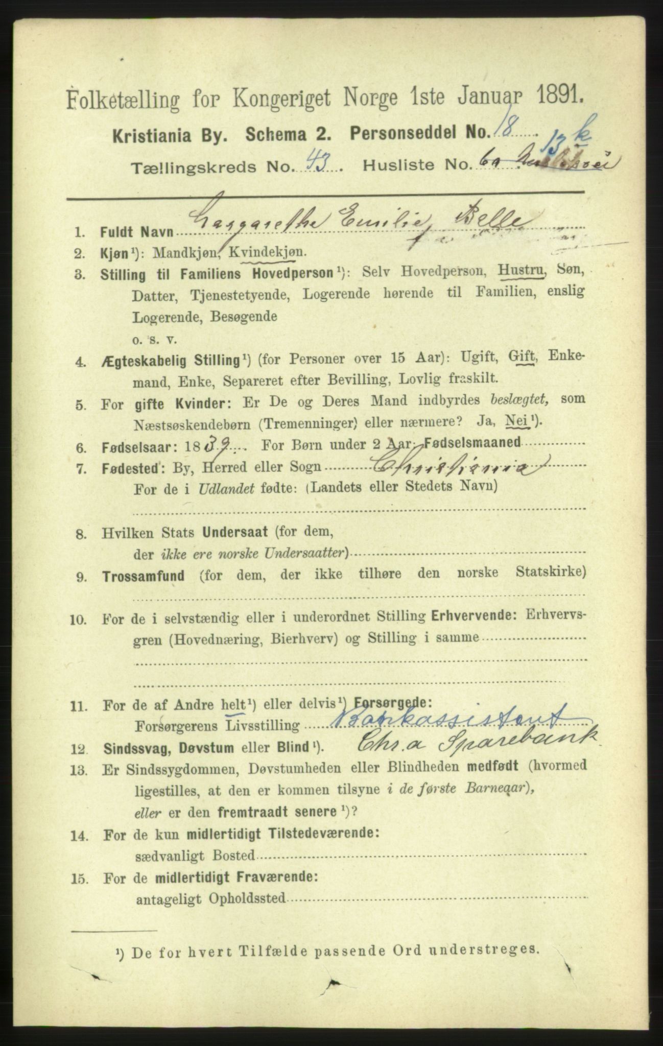 RA, 1891 census for 0301 Kristiania, 1891, p. 26574