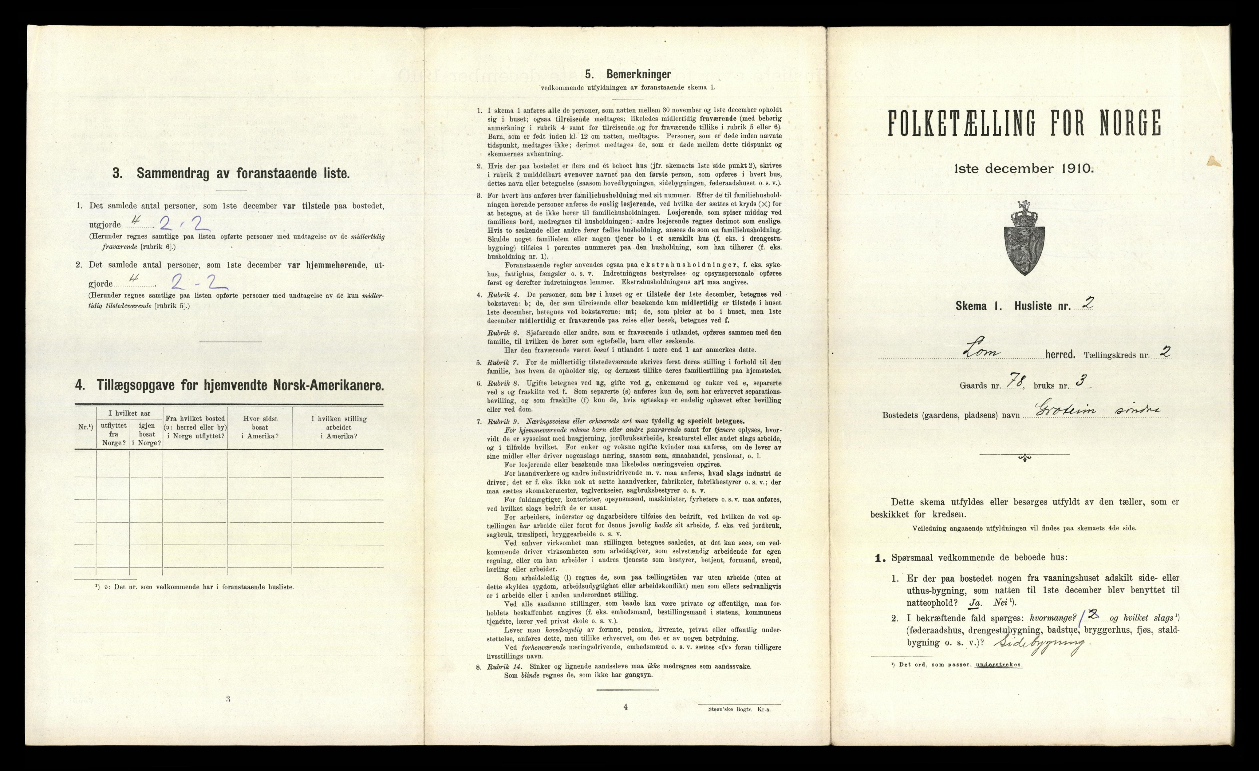 RA, 1910 census for Lom, 1910, p. 221