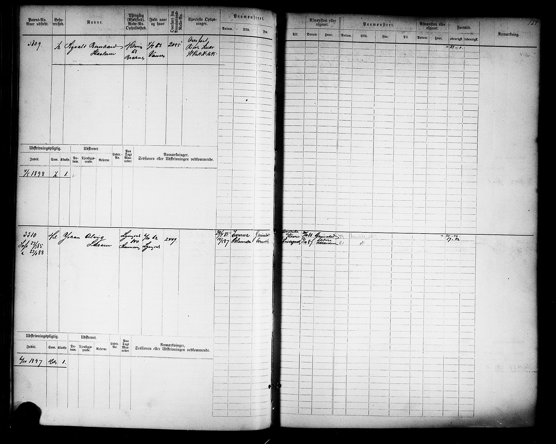 Farsund mønstringskrets, AV/SAK-2031-0017/F/Fb/L0019: Hovedrulle nr 3067-3832, Z-11, 1882-1922, p. 127