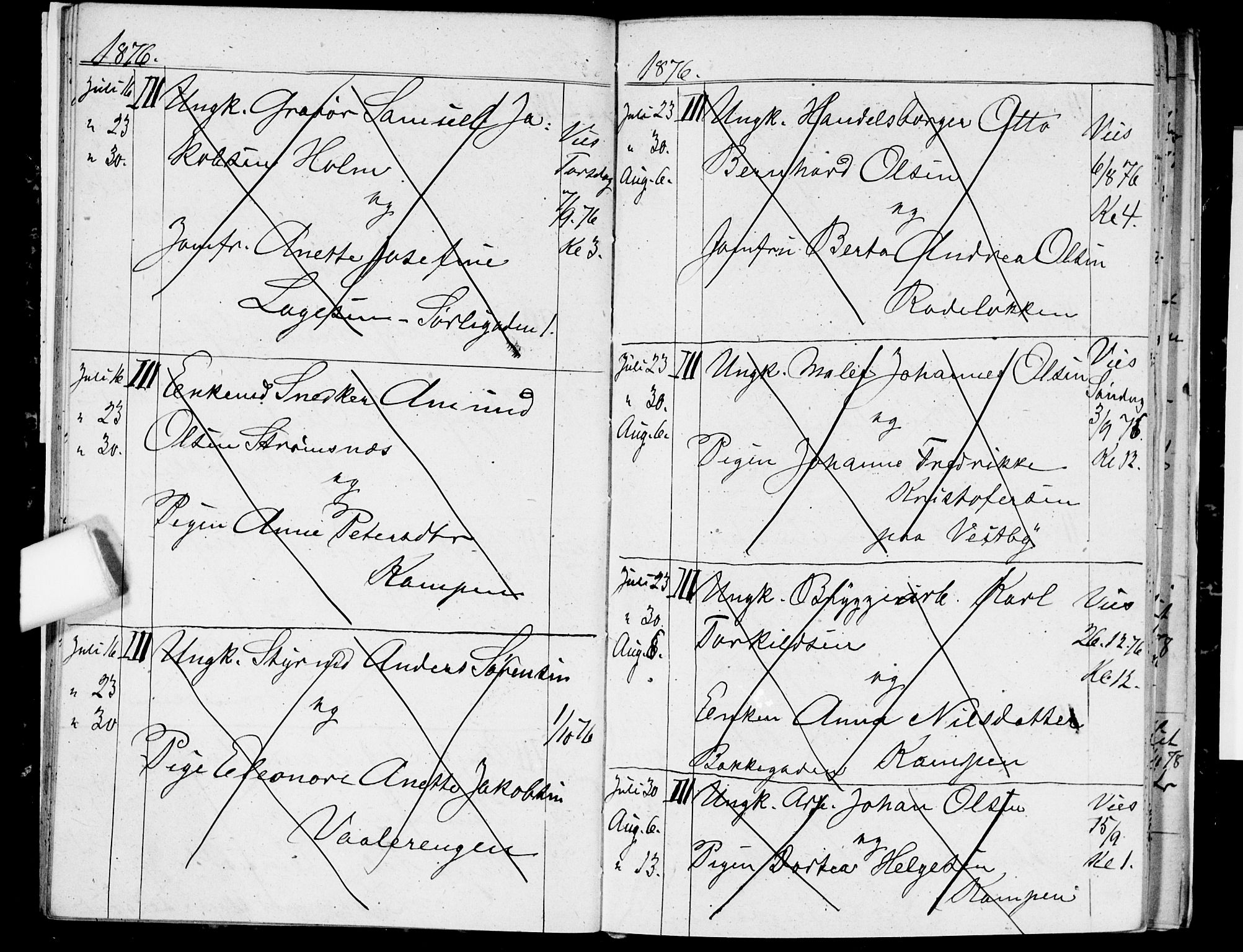 Østre Aker prestekontor Kirkebøker, AV/SAO-A-10840/H/Ha/L0003: Banns register no. I 3, 1873-1878