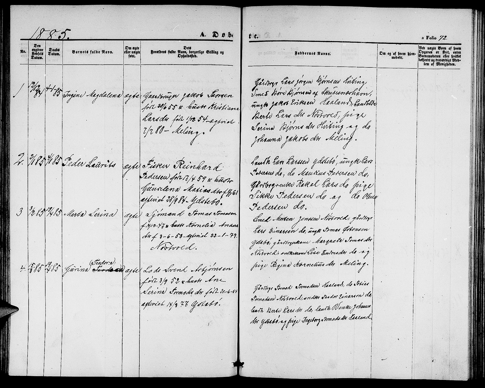 Rennesøy sokneprestkontor, SAST/A -101827/H/Ha/Hab/L0003: Parish register (copy) no. B 3, 1855-1888, p. 72