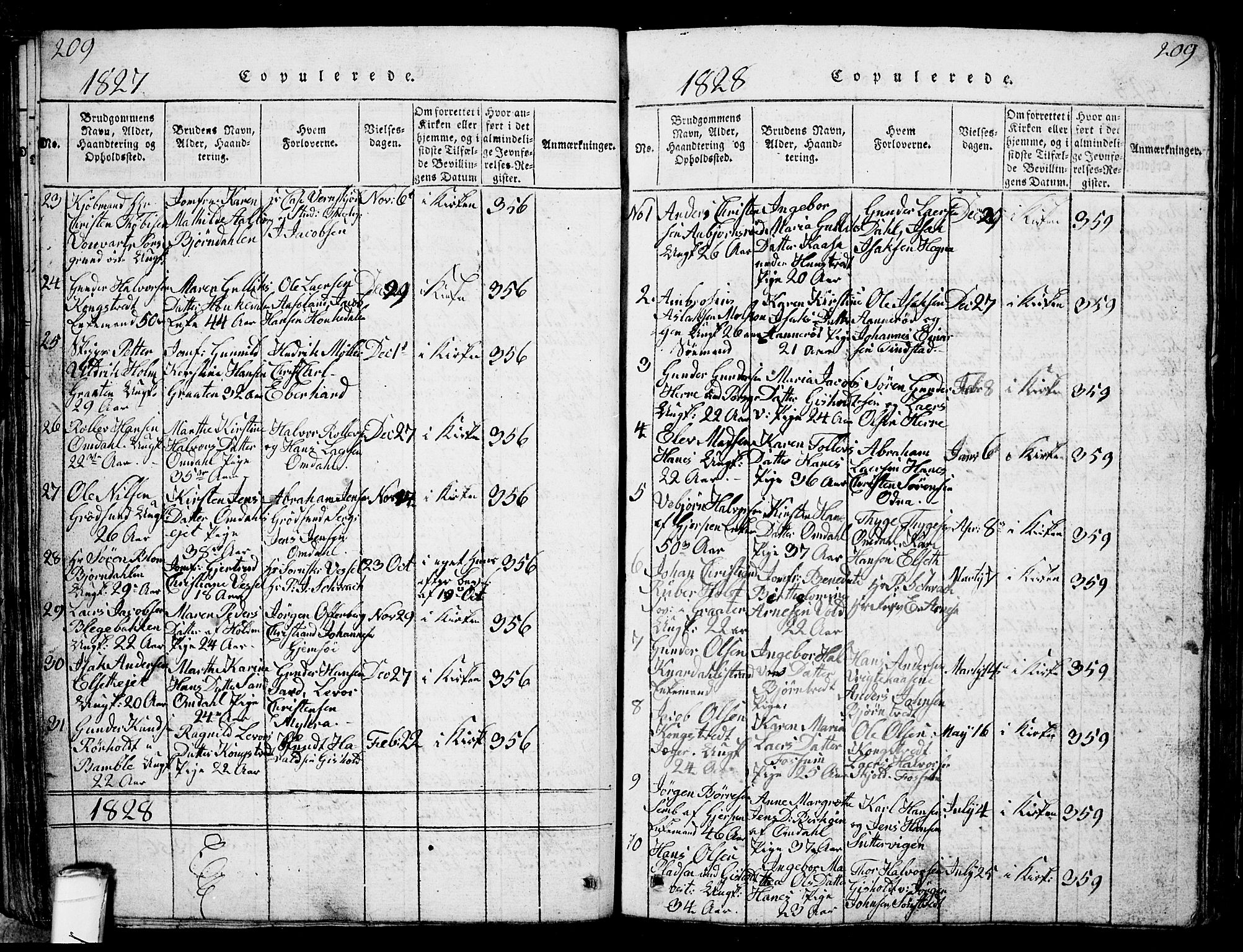 Solum kirkebøker, SAKO/A-306/G/Ga/L0001: Parish register (copy) no. I 1, 1814-1833, p. 209
