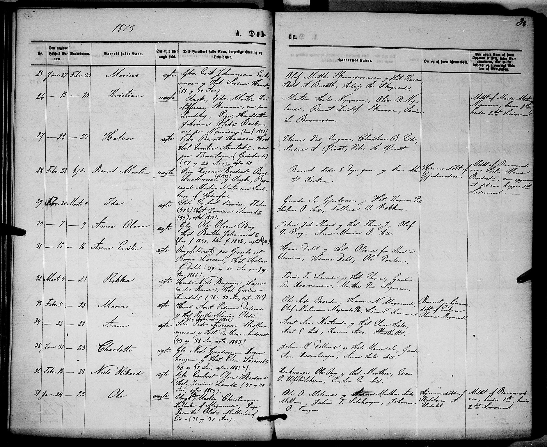 Våler prestekontor, Hedmark, AV/SAH-PREST-040/H/Ha/Haa/L0002: Parish register (official) no. 2, 1867-1878, p. 38