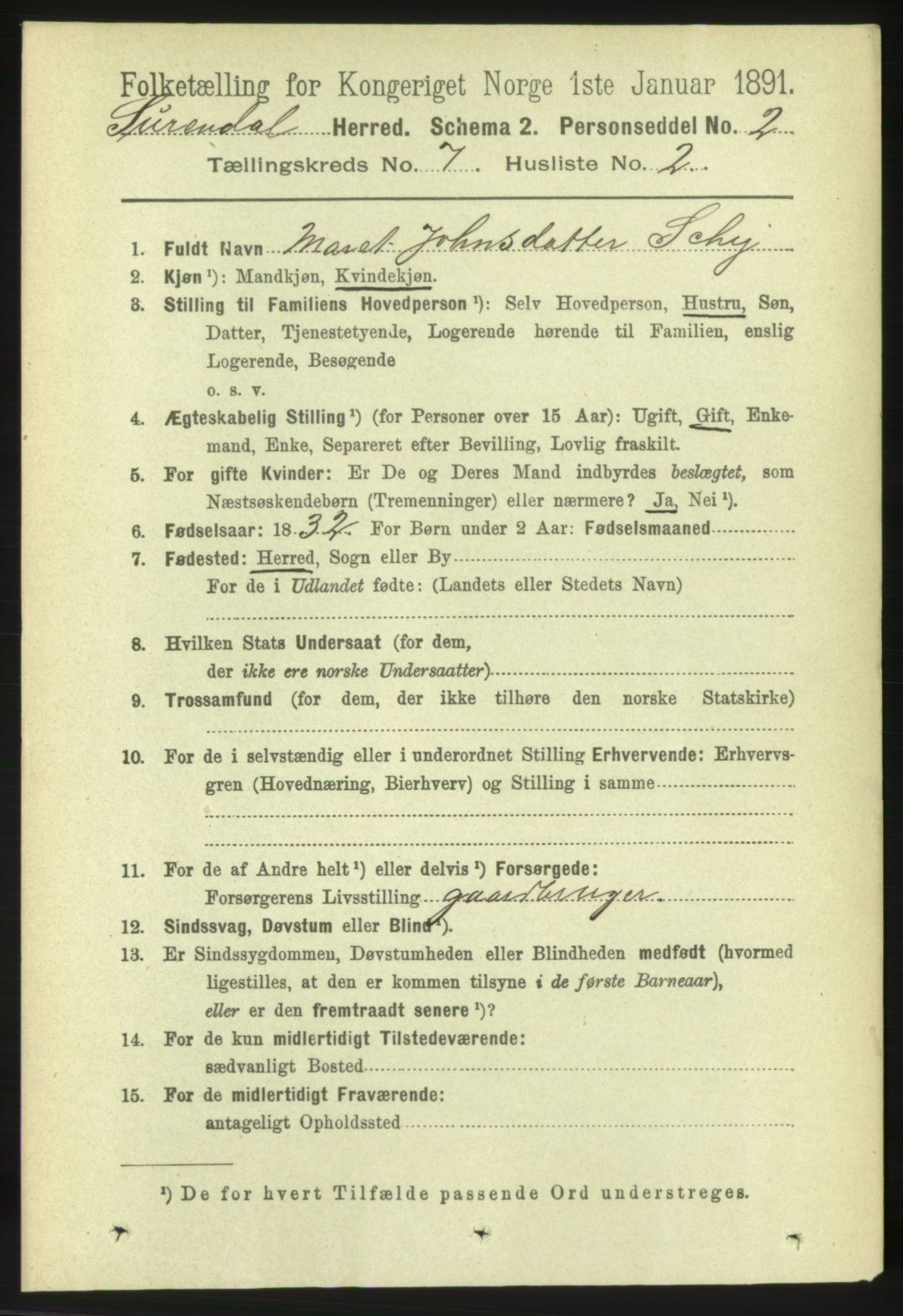 RA, 1891 census for 1566 Surnadal, 1891, p. 1850