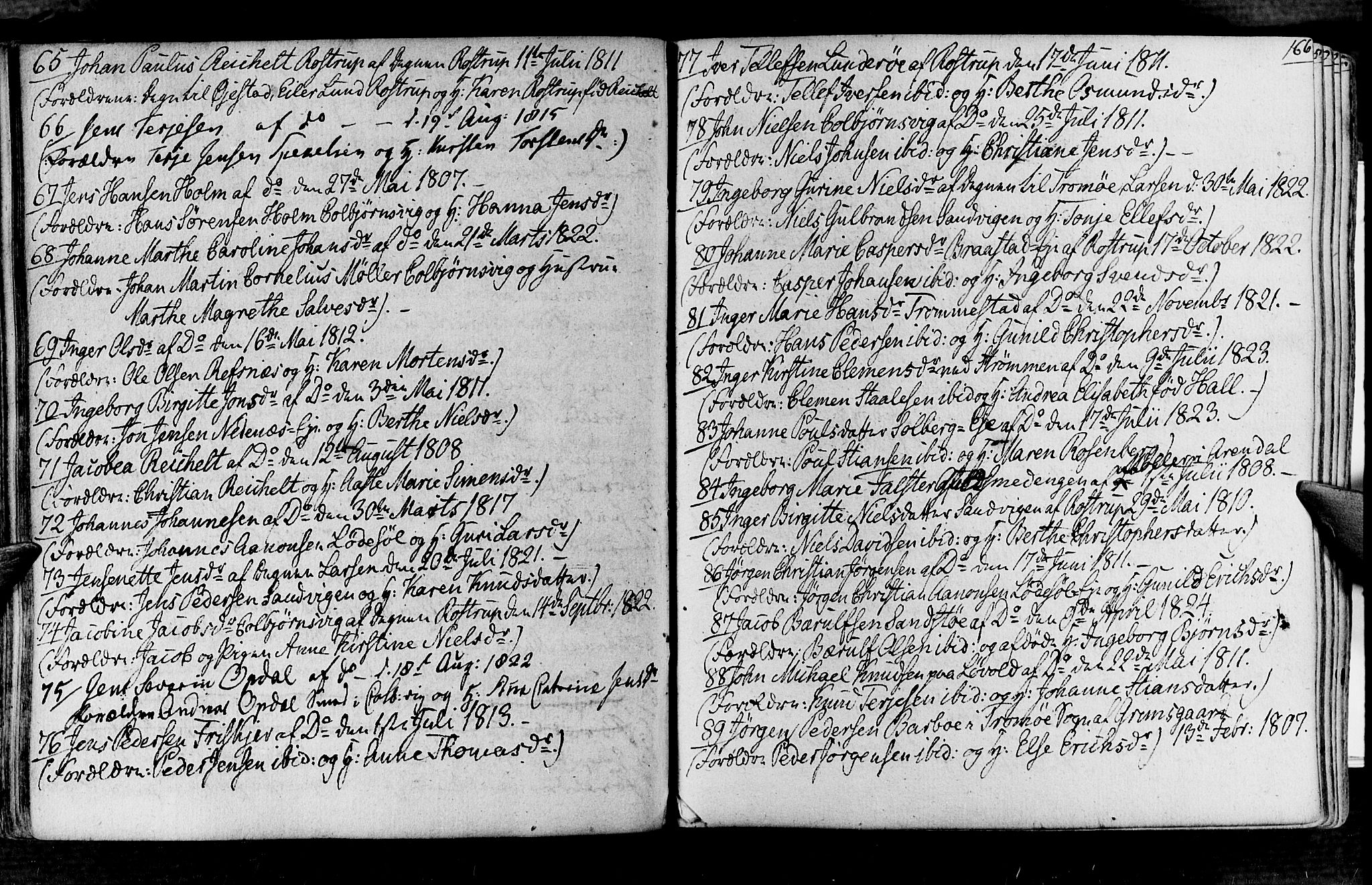 Øyestad sokneprestkontor, AV/SAK-1111-0049/F/Fa/L0011: Parish register (official) no. A 11, 1805-1824, p. 166