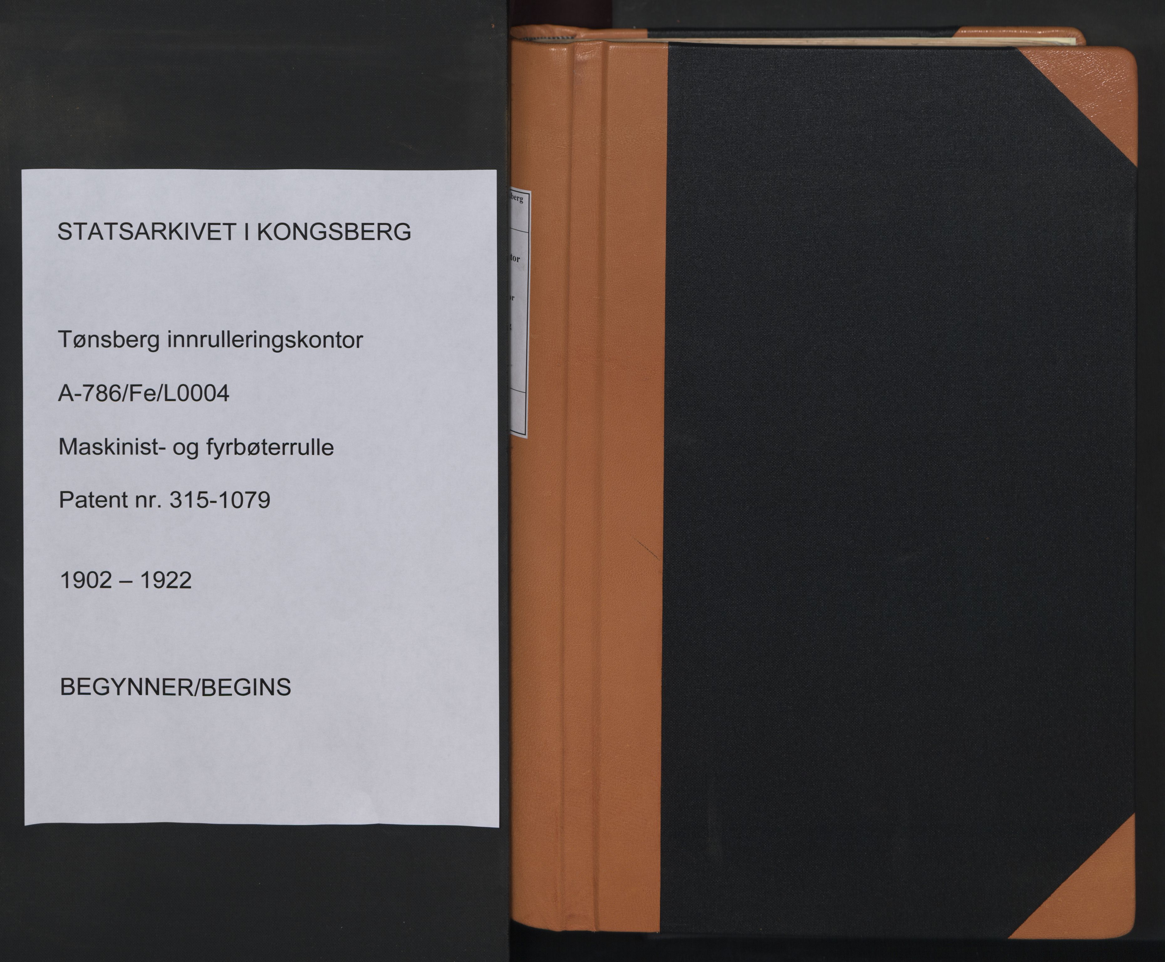 Tønsberg innrulleringskontor, AV/SAKO-A-786/F/Fe/L0004: Maskinist- og fyrbøterrulle Patent nr. 315-1079, 1902-1922