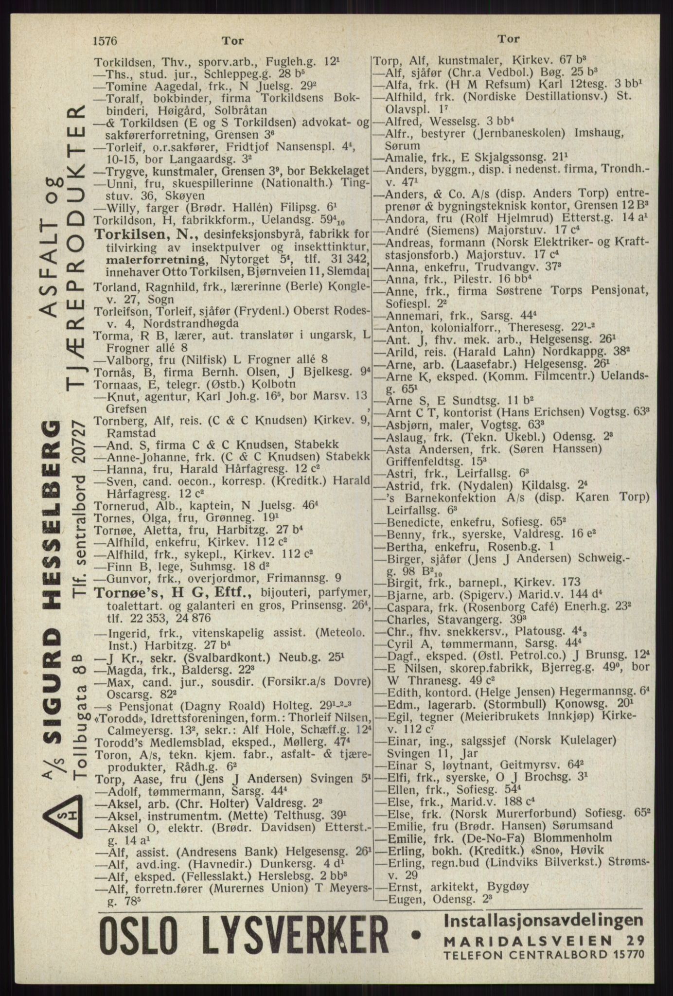 Kristiania/Oslo adressebok, PUBL/-, 1941, p. 1576