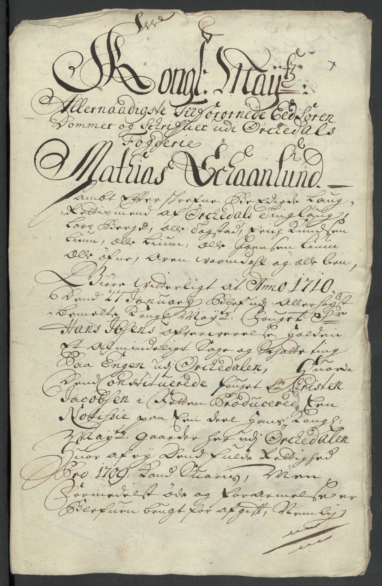 Rentekammeret inntil 1814, Reviderte regnskaper, Fogderegnskap, RA/EA-4092/R60/L3959: Fogderegnskap Orkdal og Gauldal, 1709, p. 361
