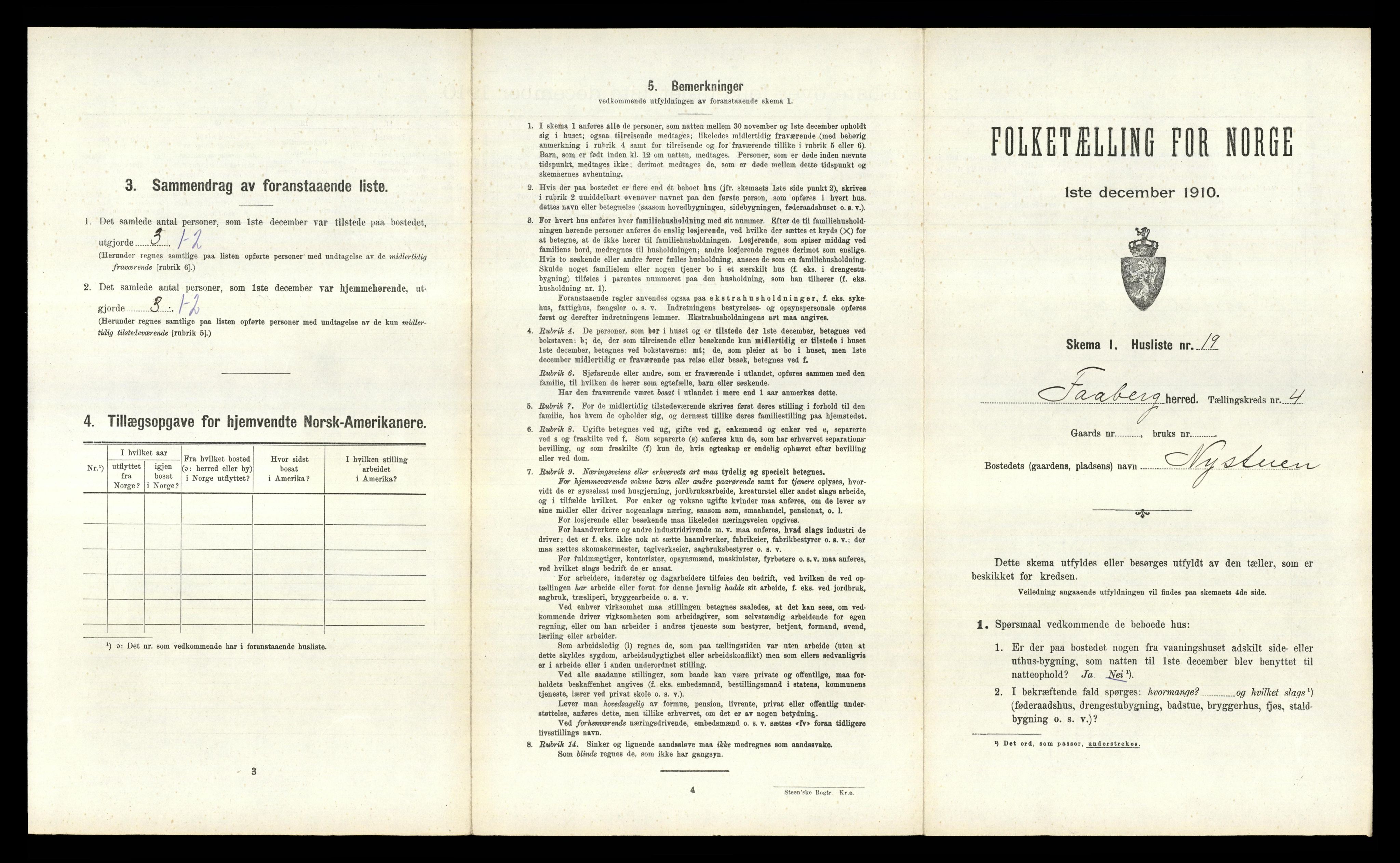 RA, 1910 census for Fåberg, 1910, p. 392