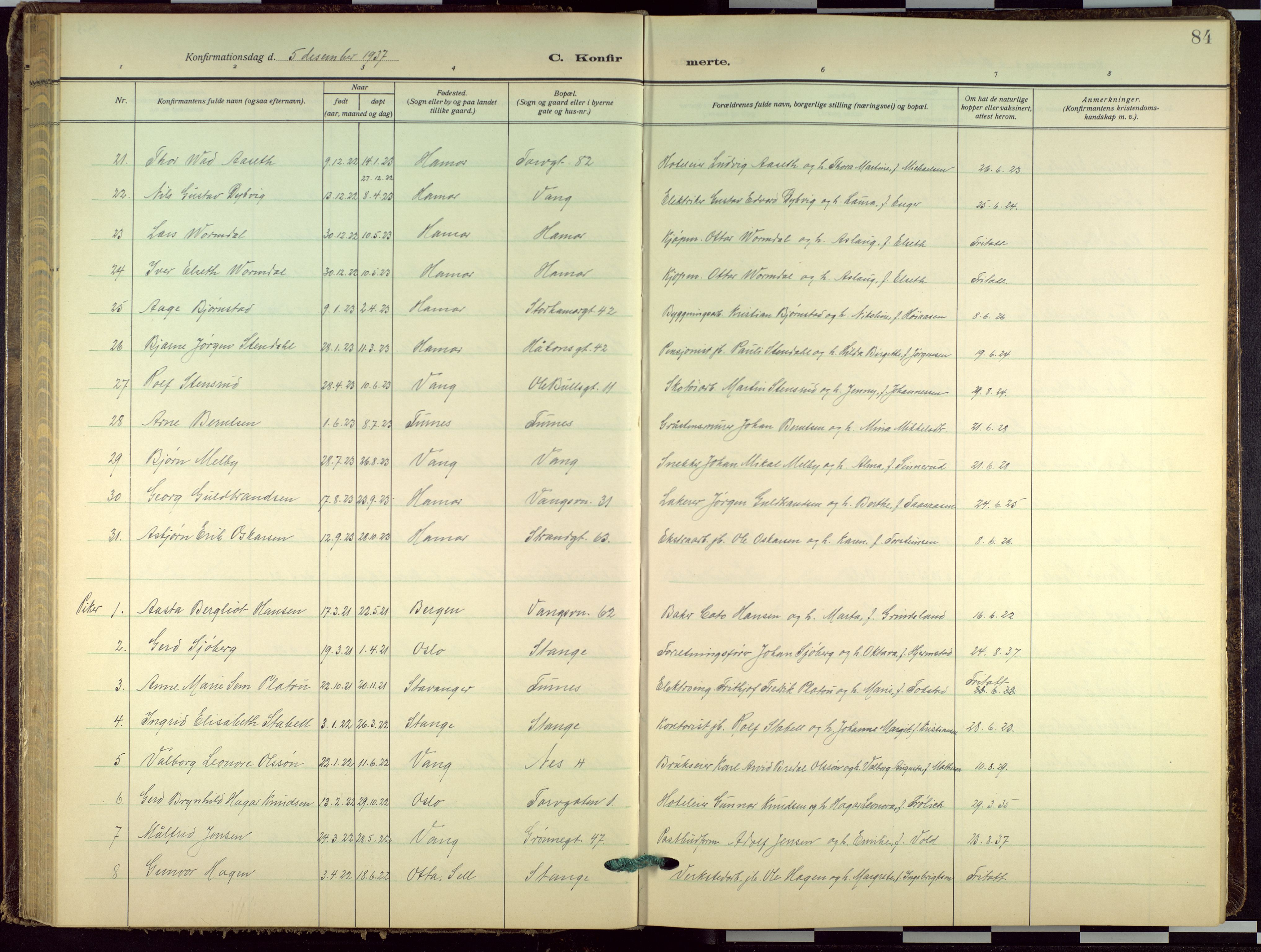 Hamar prestekontor, AV/SAH-DOMPH-002/H/Ha/Haa/L0005: Parish register (official) no. 5, 1929-1958, p. 84