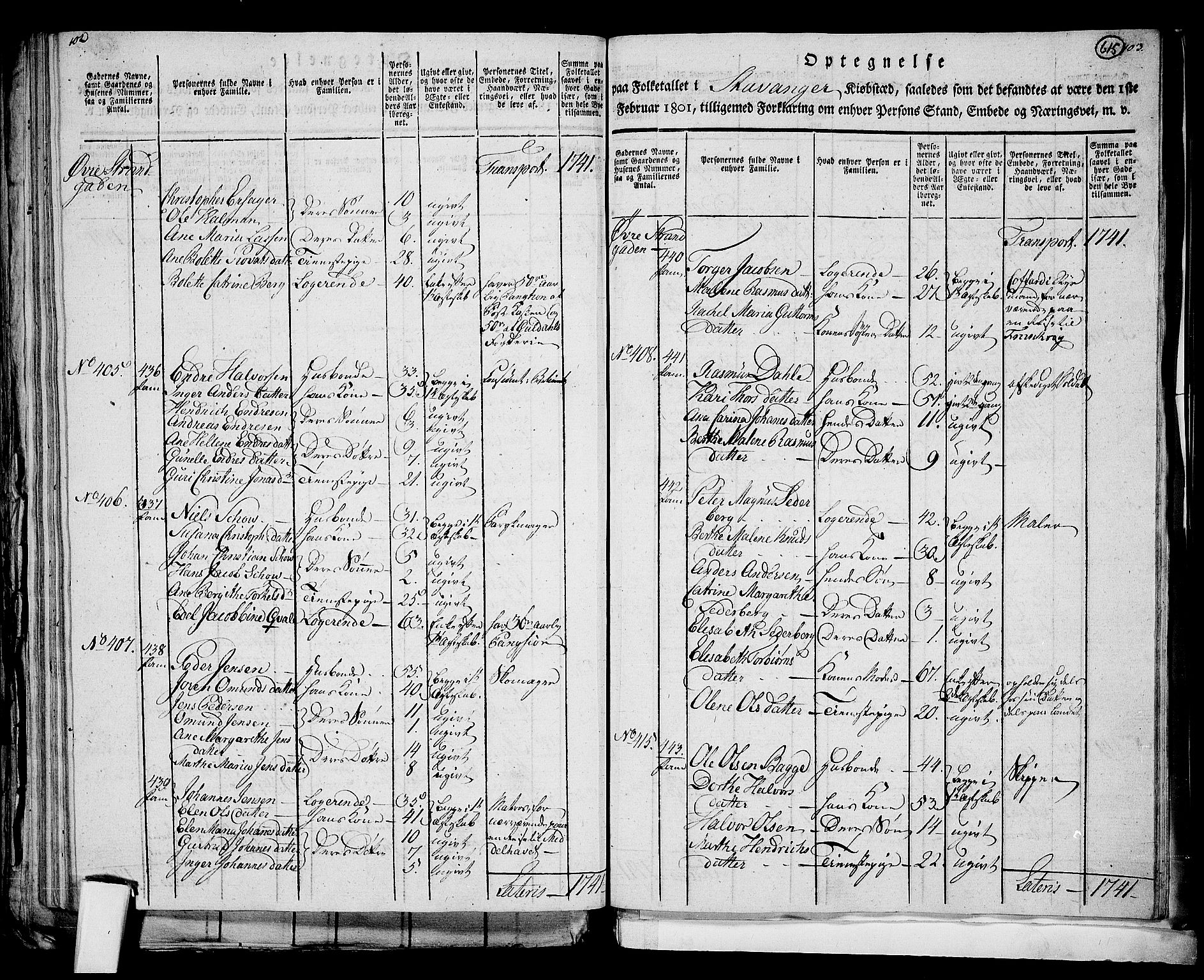 RA, 1801 census for 1103P Stavanger, 1801, p. 614b-615a