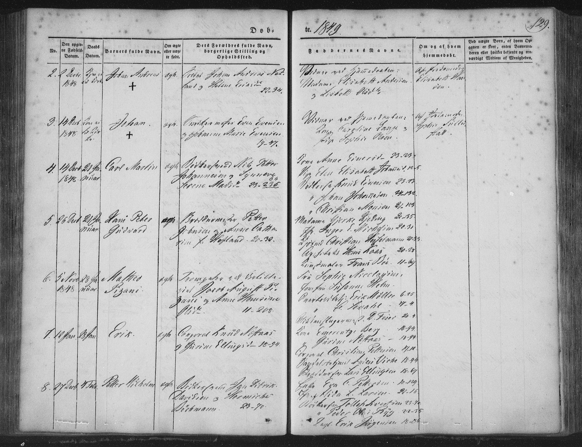 Korskirken sokneprestembete, SAB/A-76101/H/Haa/L0016: Parish register (official) no. B 2, 1841-1851, p. 129