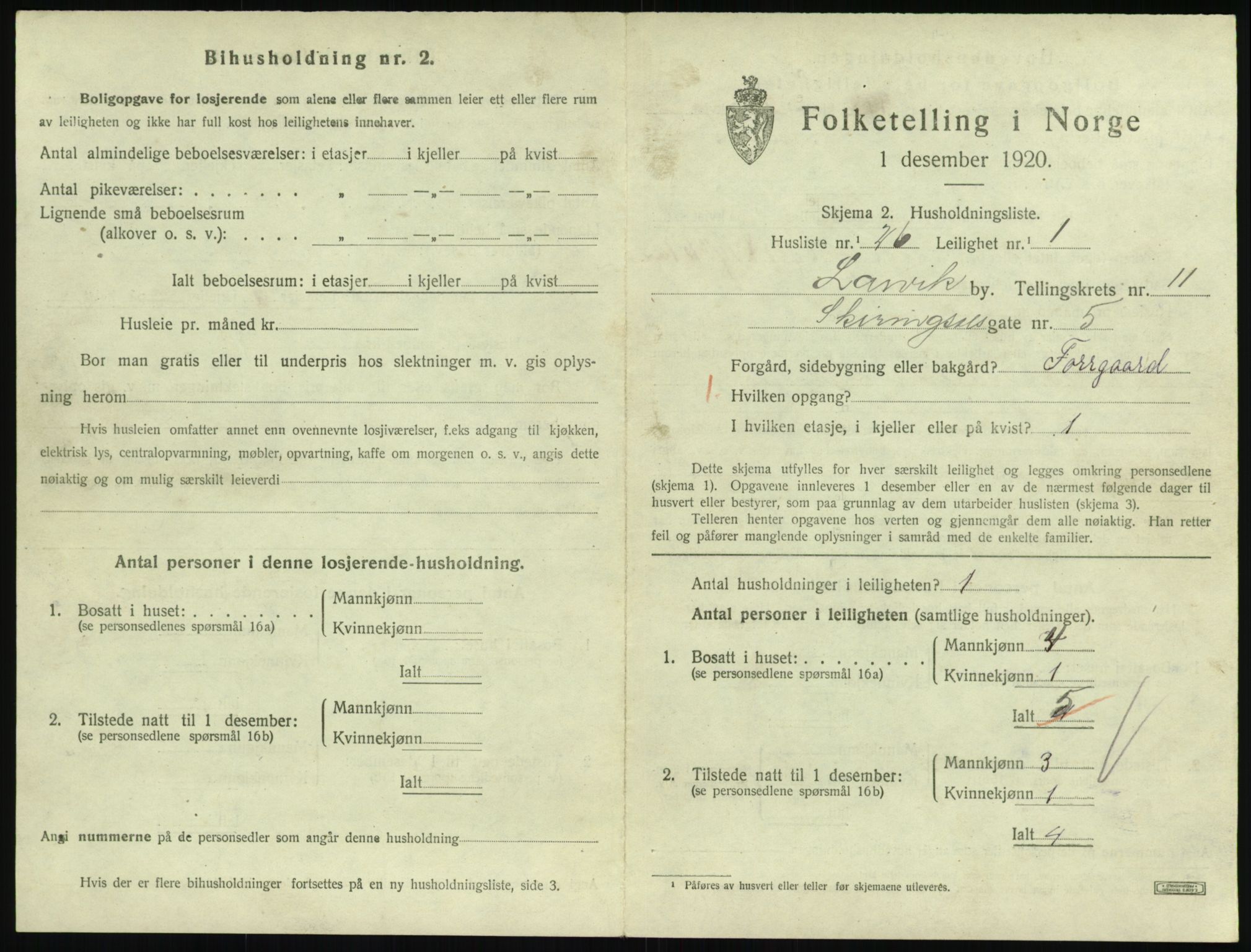 SAKO, 1920 census for Larvik, 1920, p. 7984