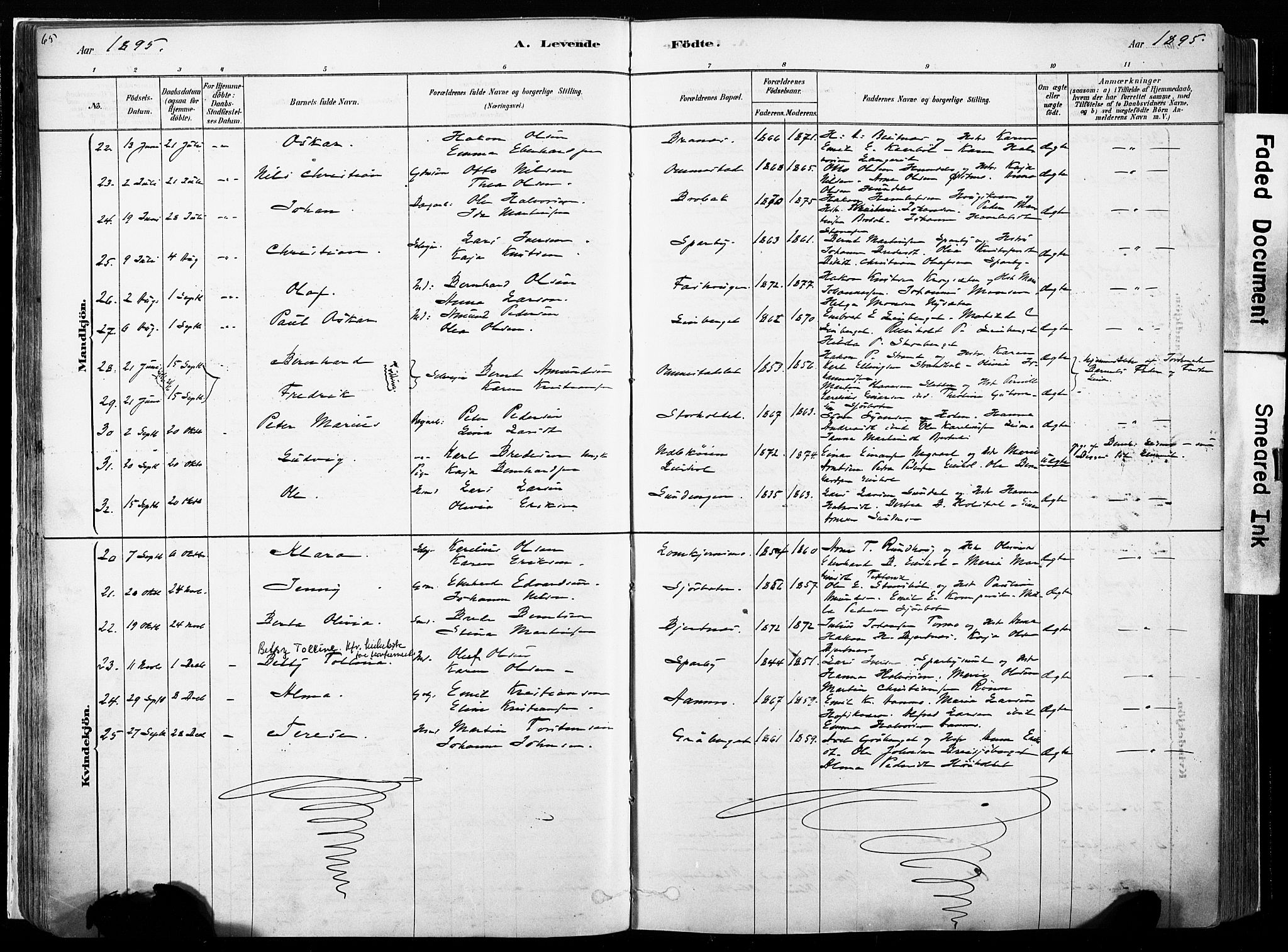 Hof prestekontor, AV/SAH-PREST-038/H/Ha/Haa/L0010: Parish register (official) no. 10, 1878-1909, p. 65