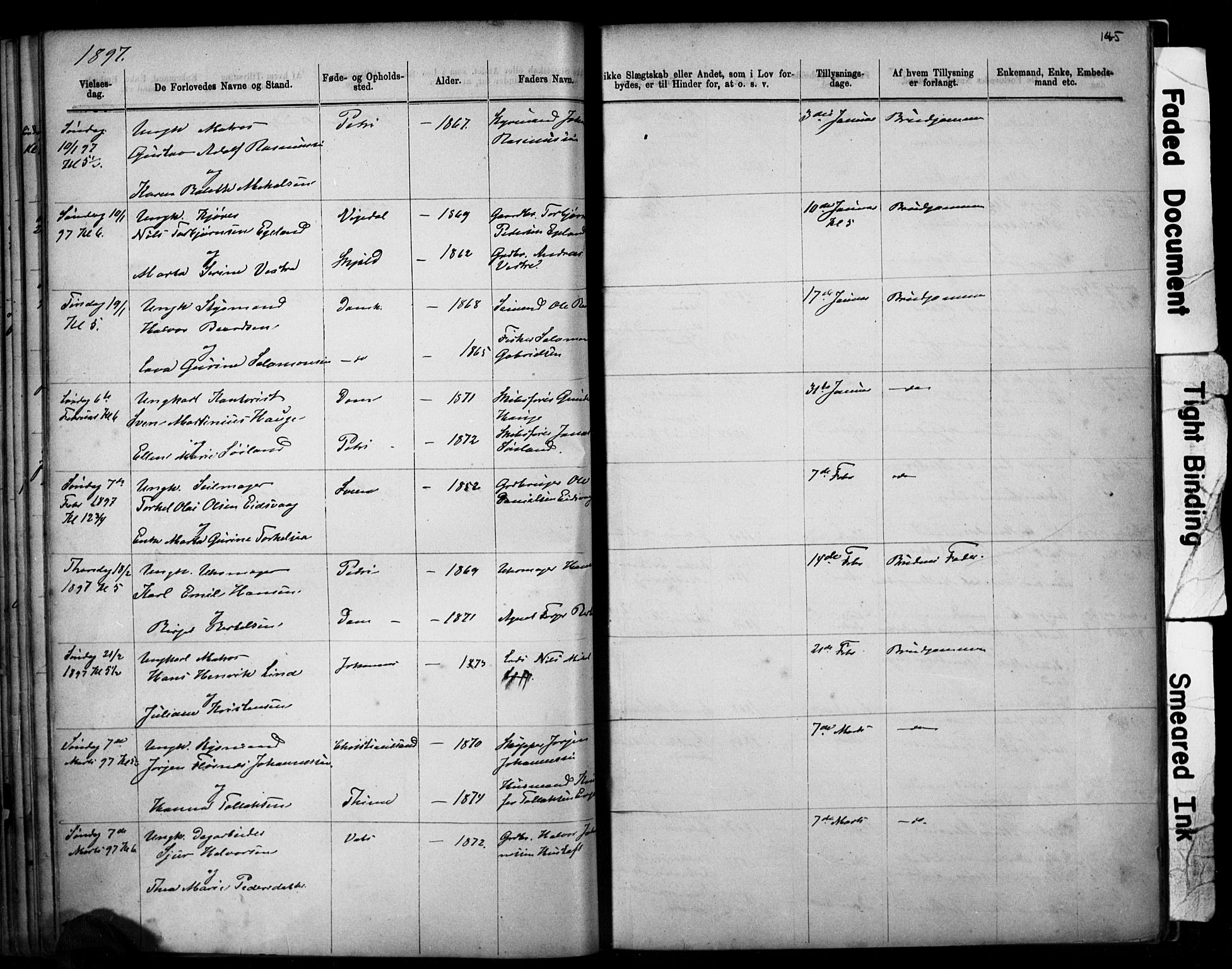 Domkirken sokneprestkontor, SAST/A-101812/001/30/30BB/L0014: Parish register (copy) no. B 14, 1875-1902, p. 145