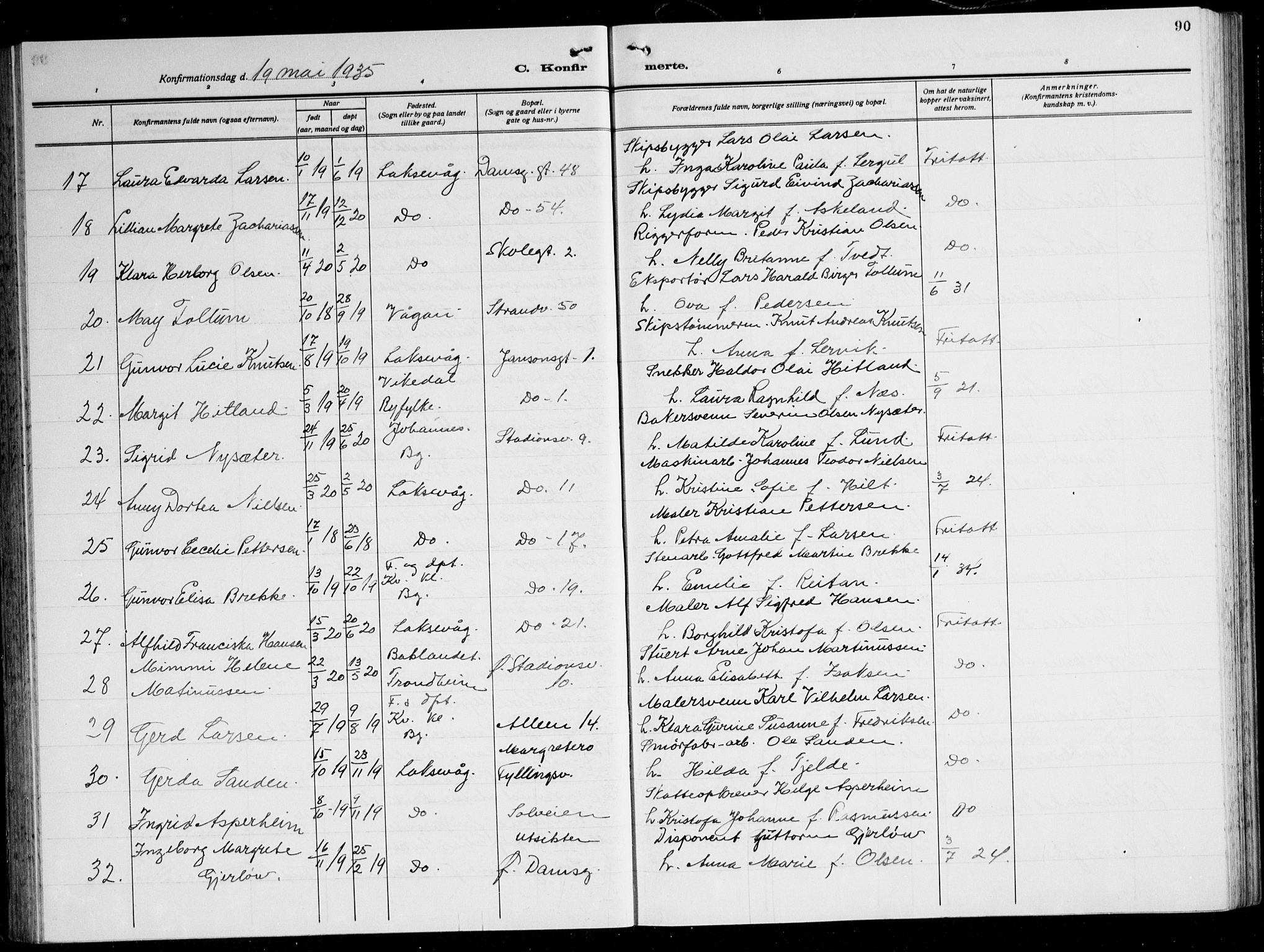 Laksevåg Sokneprestembete, AV/SAB-A-76501/H/Ha/Hab/Haba: Parish register (copy) no. A 10, 1925-1942, p. 90