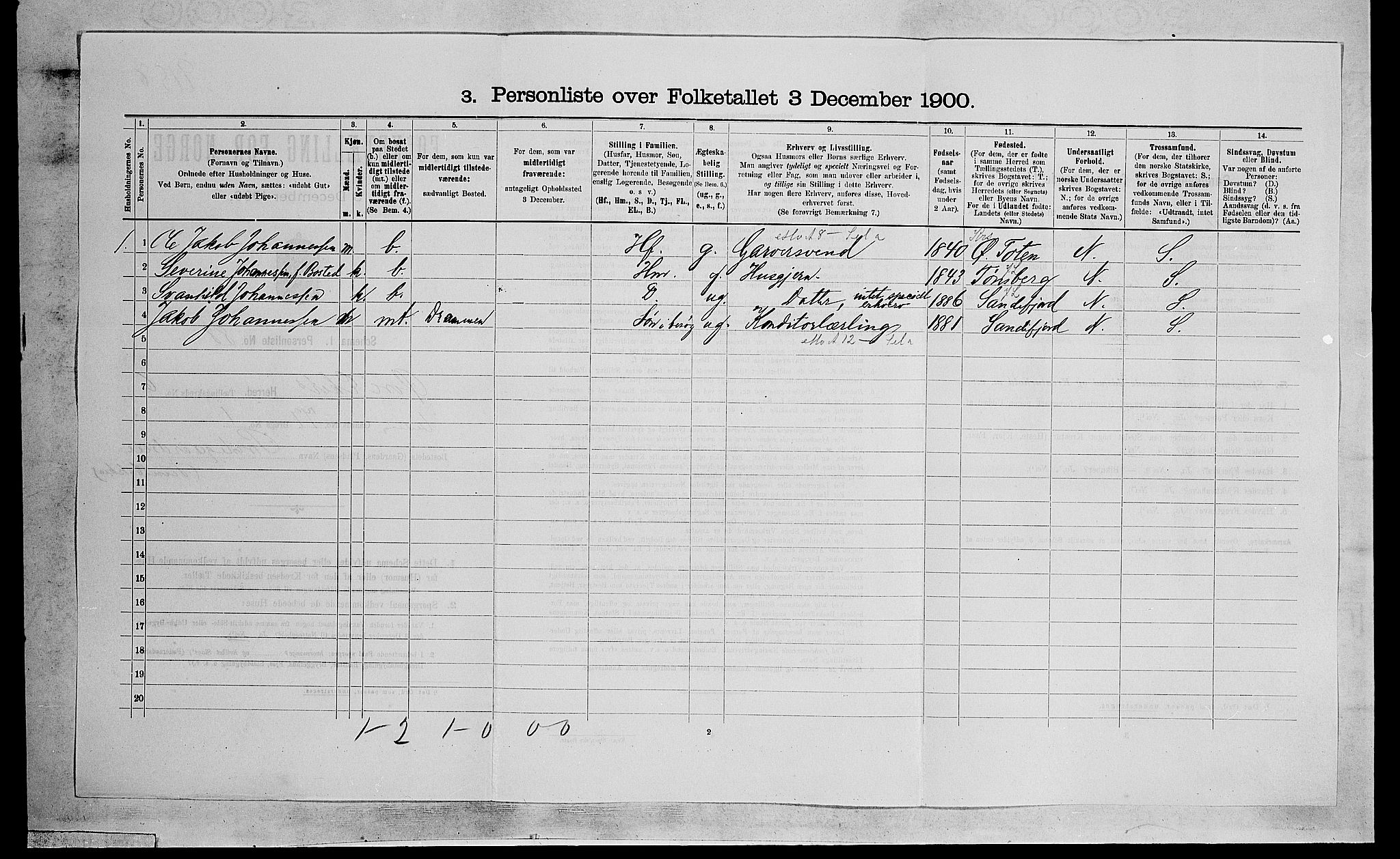 RA, 1900 census for Øvre Eiker, 1900, p. 1071