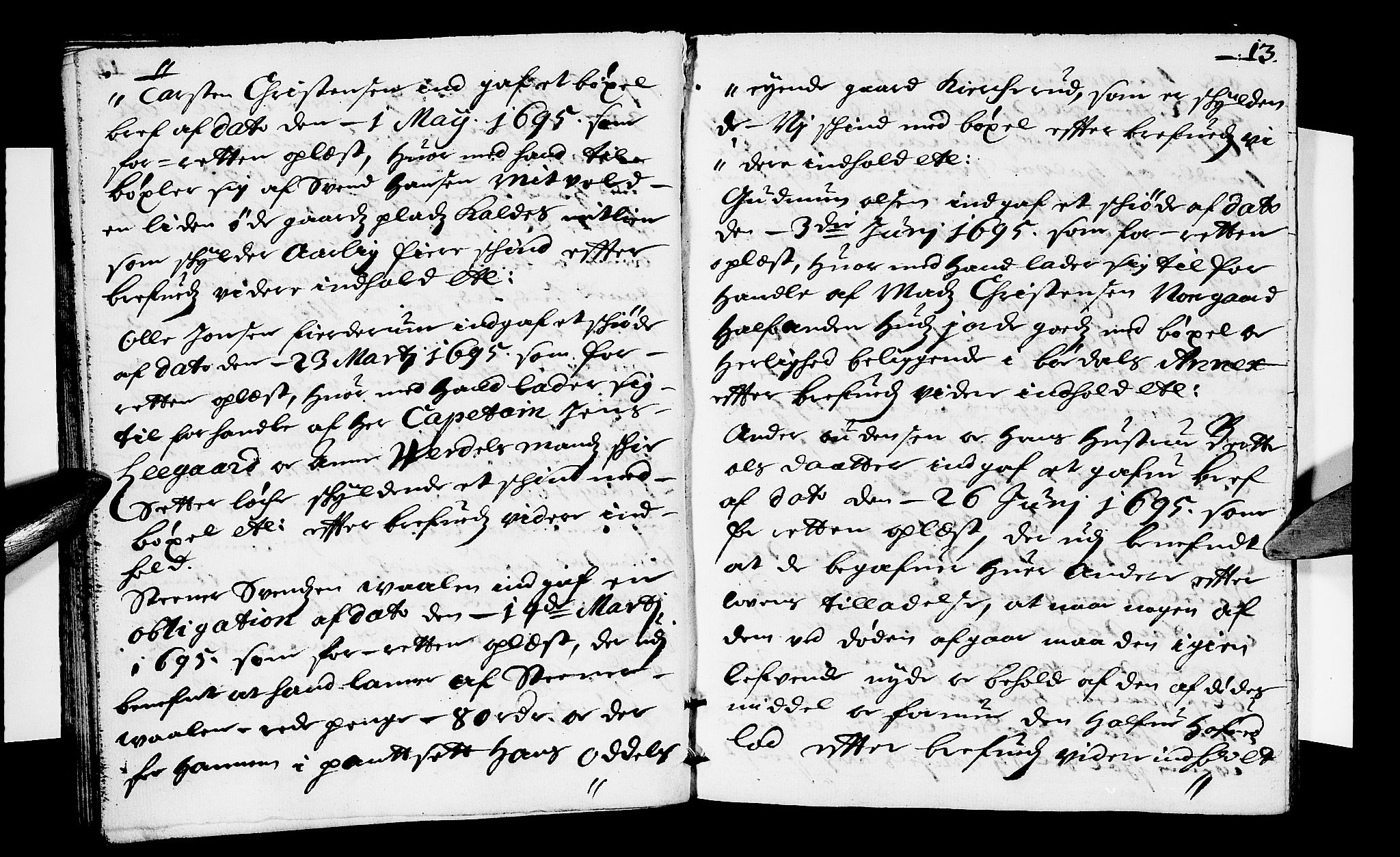 Sorenskriverier i Gudbrandsdalen, AV/SAH-TING-036/G/Gb/Gbb/L0018: Tingbok - Sør-Gudbrandsdal, 1695, p. 12b-13a