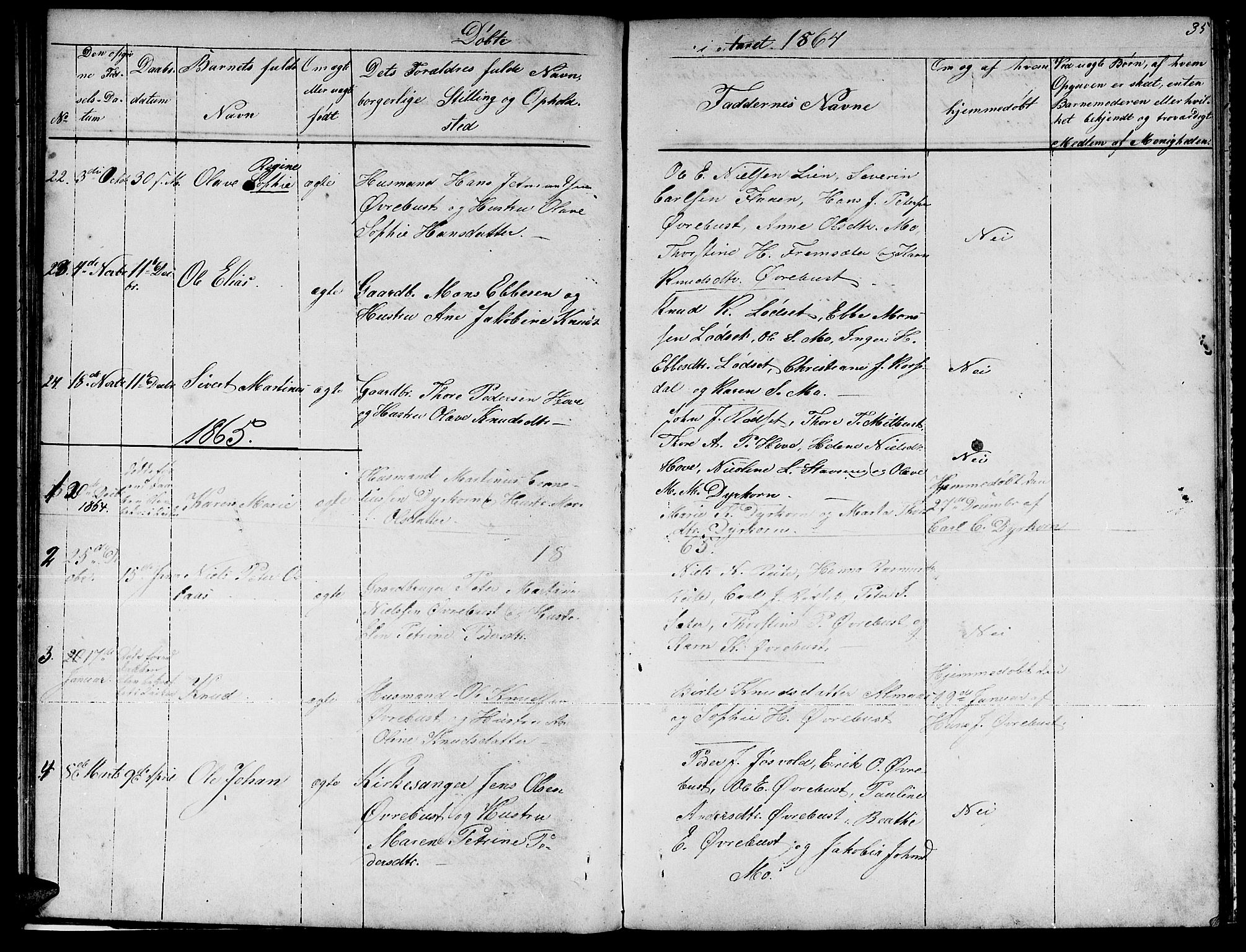 Ministerialprotokoller, klokkerbøker og fødselsregistre - Møre og Romsdal, AV/SAT-A-1454/521/L0300: Parish register (copy) no. 521C01, 1854-1881, p. 35