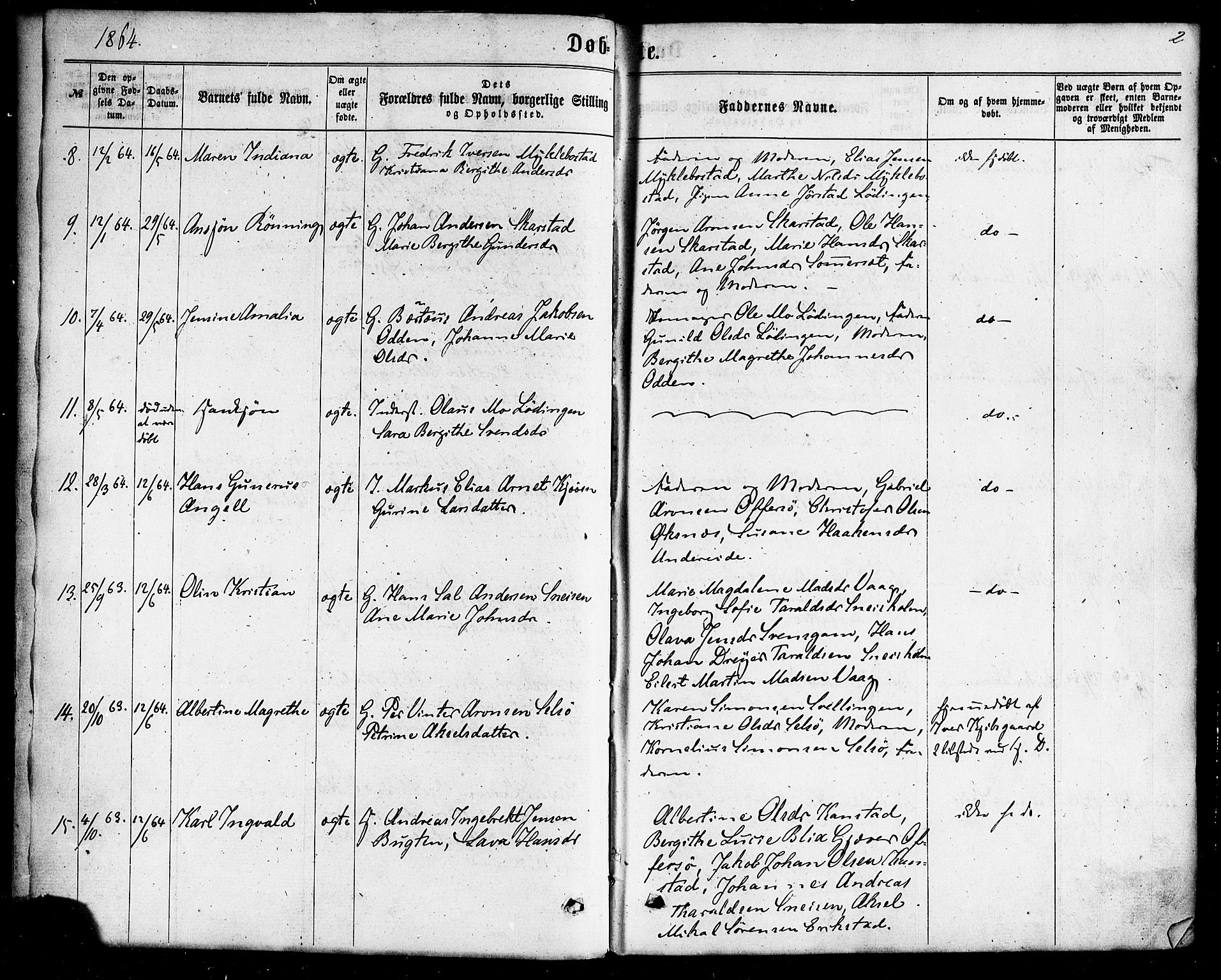 Ministerialprotokoller, klokkerbøker og fødselsregistre - Nordland, AV/SAT-A-1459/872/L1034: Parish register (official) no. 872A09, 1864-1884, p. 2