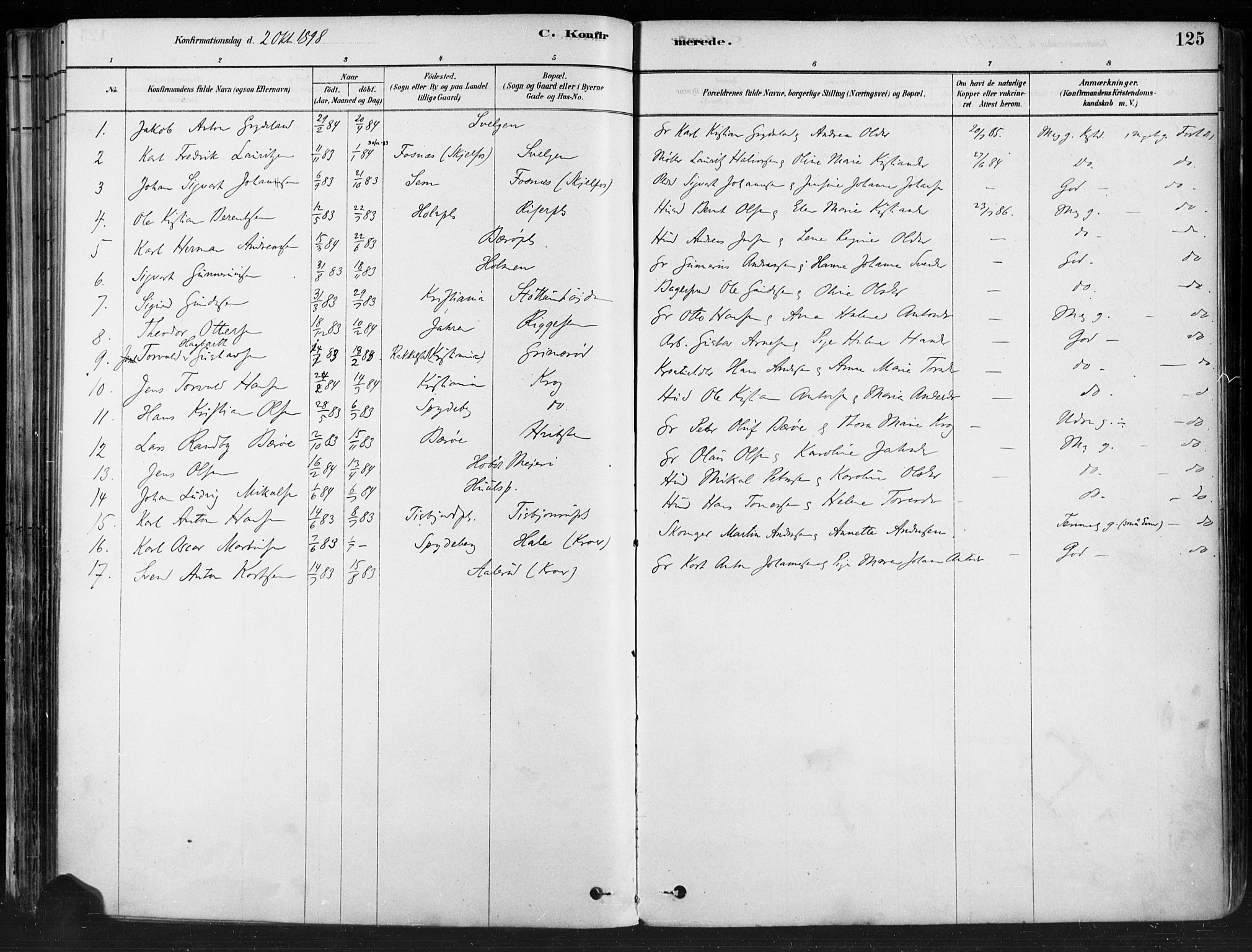 Hobøl prestekontor Kirkebøker, AV/SAO-A-2002/F/Fa/L0005: Parish register (official) no. I 5, 1878-1904, p. 125