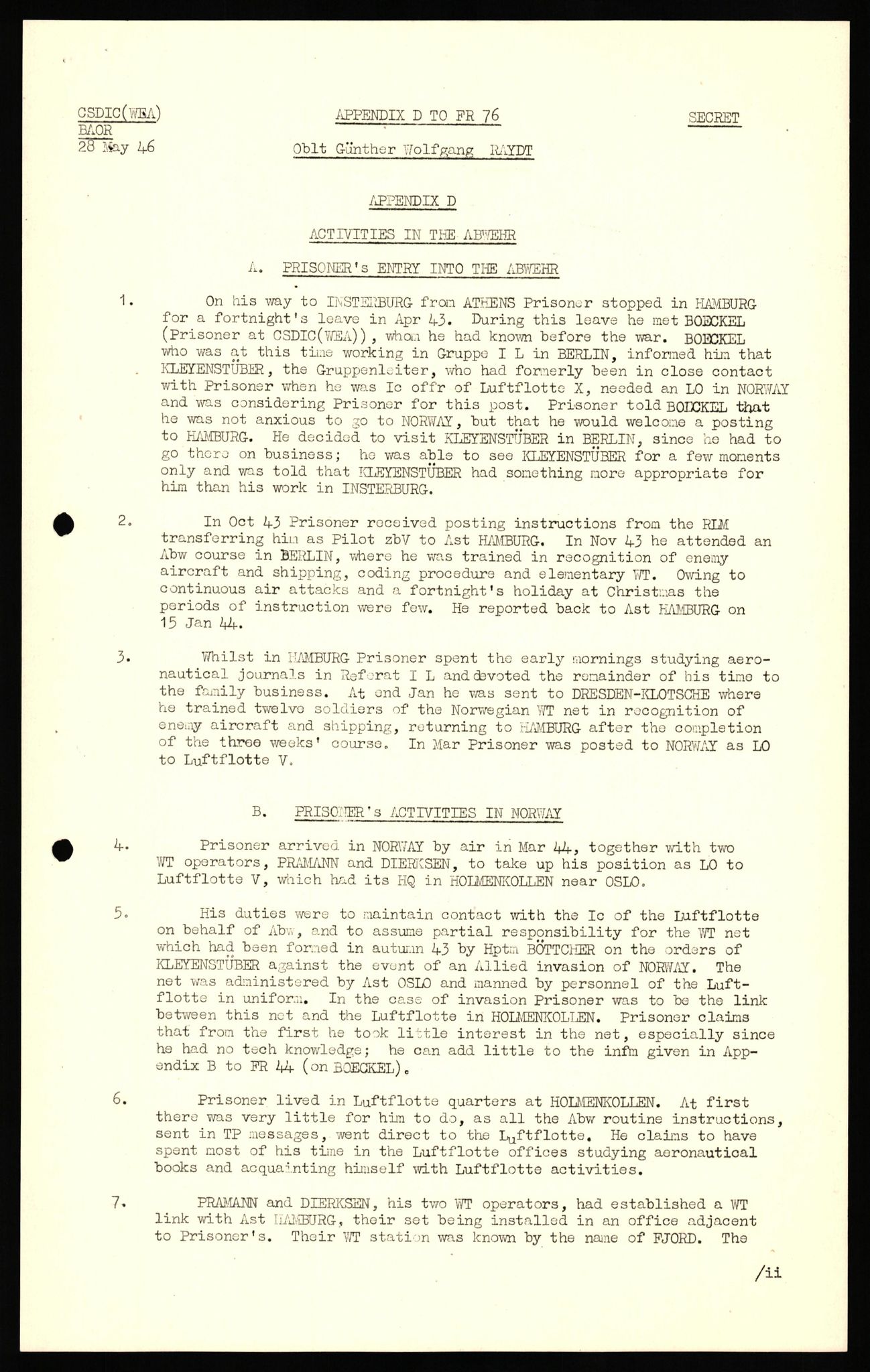 Forsvaret, Forsvarets overkommando II, AV/RA-RAFA-3915/D/Db/L0027: CI Questionaires. Tyske okkupasjonsstyrker i Norge. Tyskere., 1945-1946, p. 76