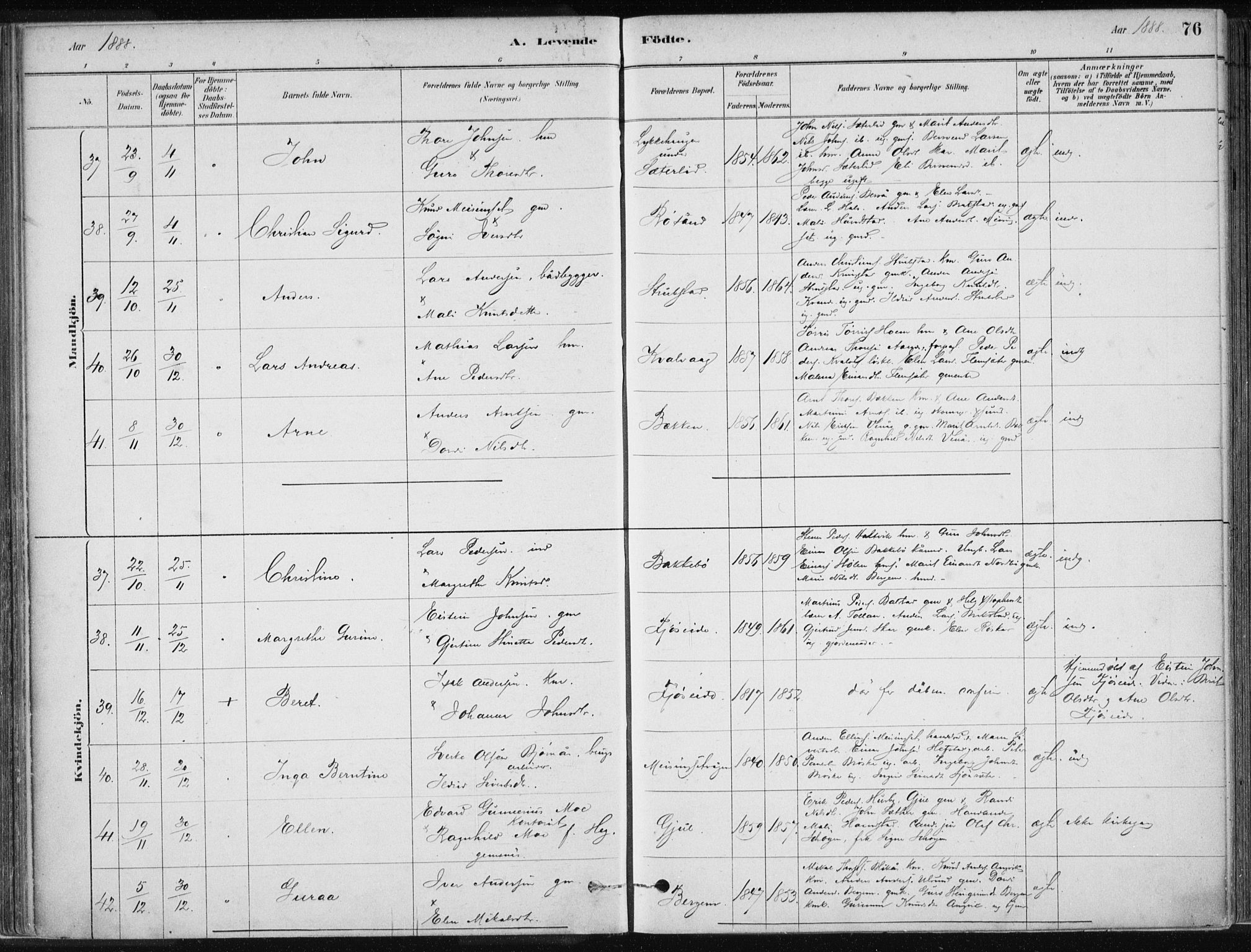 Ministerialprotokoller, klokkerbøker og fødselsregistre - Møre og Romsdal, AV/SAT-A-1454/586/L0987: Parish register (official) no. 586A13, 1879-1892, p. 76