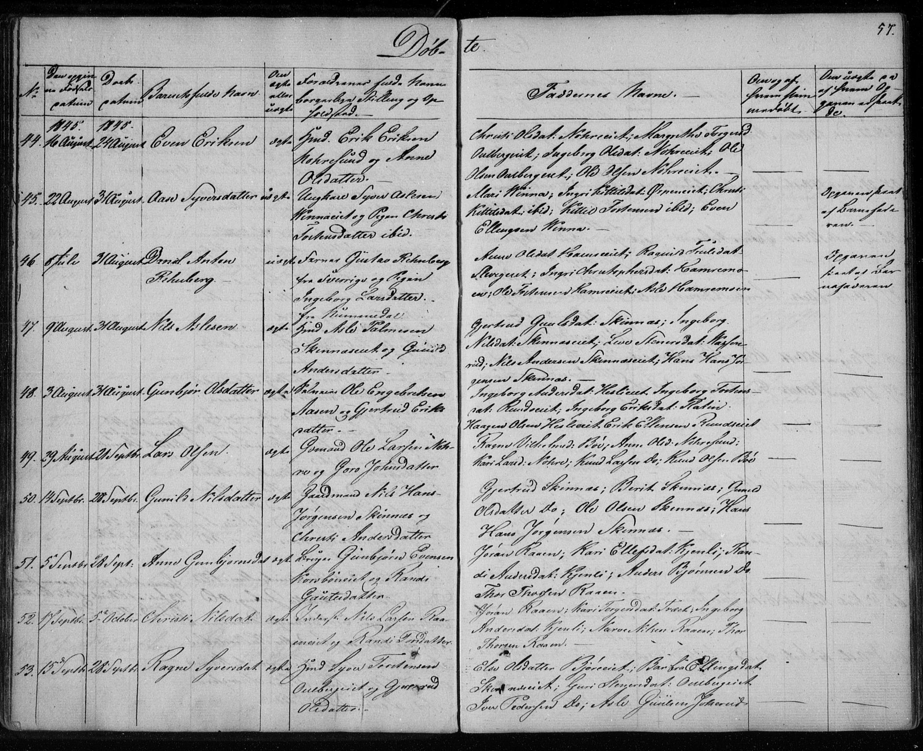 Krødsherad kirkebøker, SAKO/A-19/F/Fa/L0002: Parish register (official) no. 2, 1829-1851, p. 57