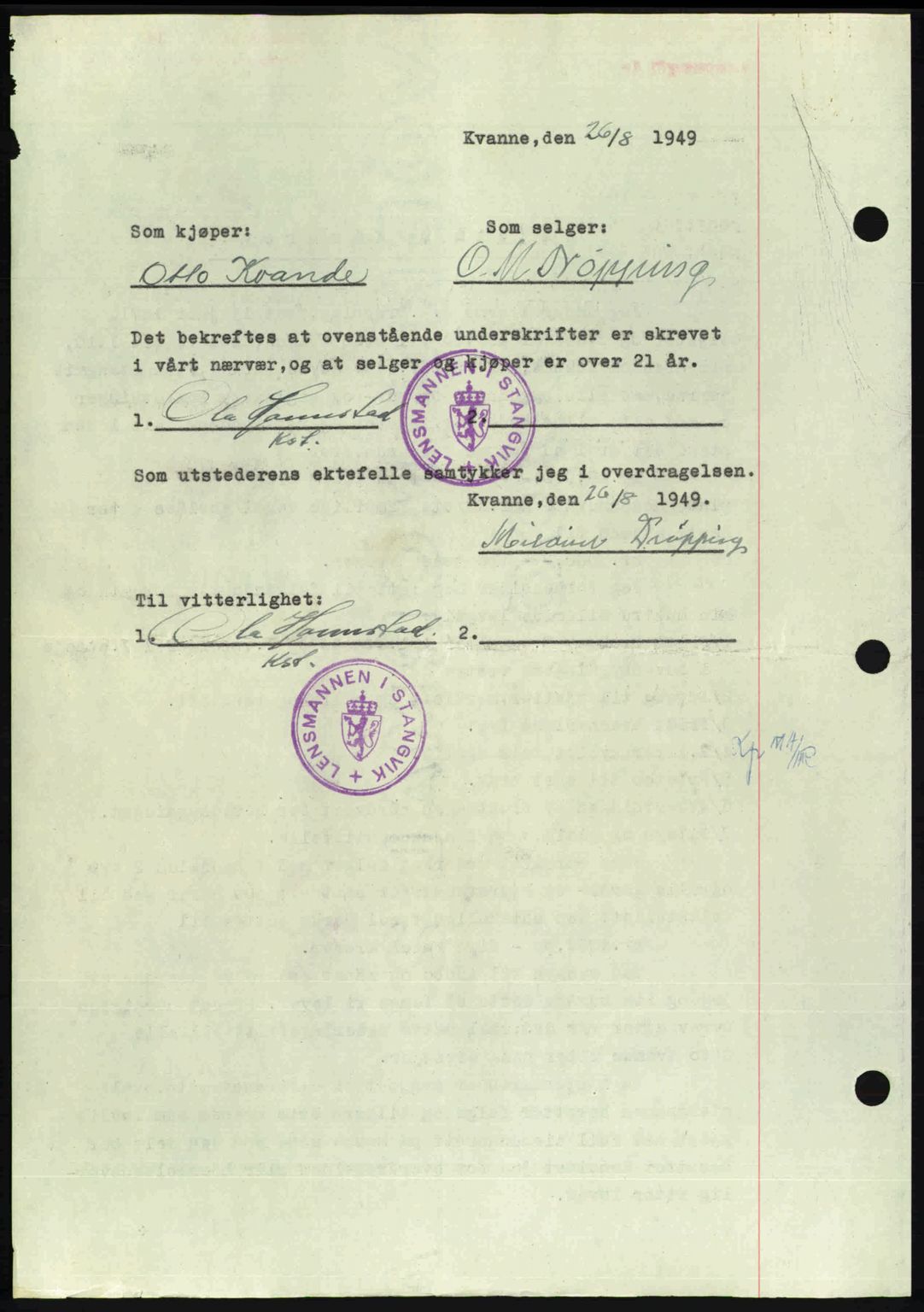 Nordmøre sorenskriveri, AV/SAT-A-4132/1/2/2Ca: Mortgage book no. A112, 1949-1949, Diary no: : 2653/1949