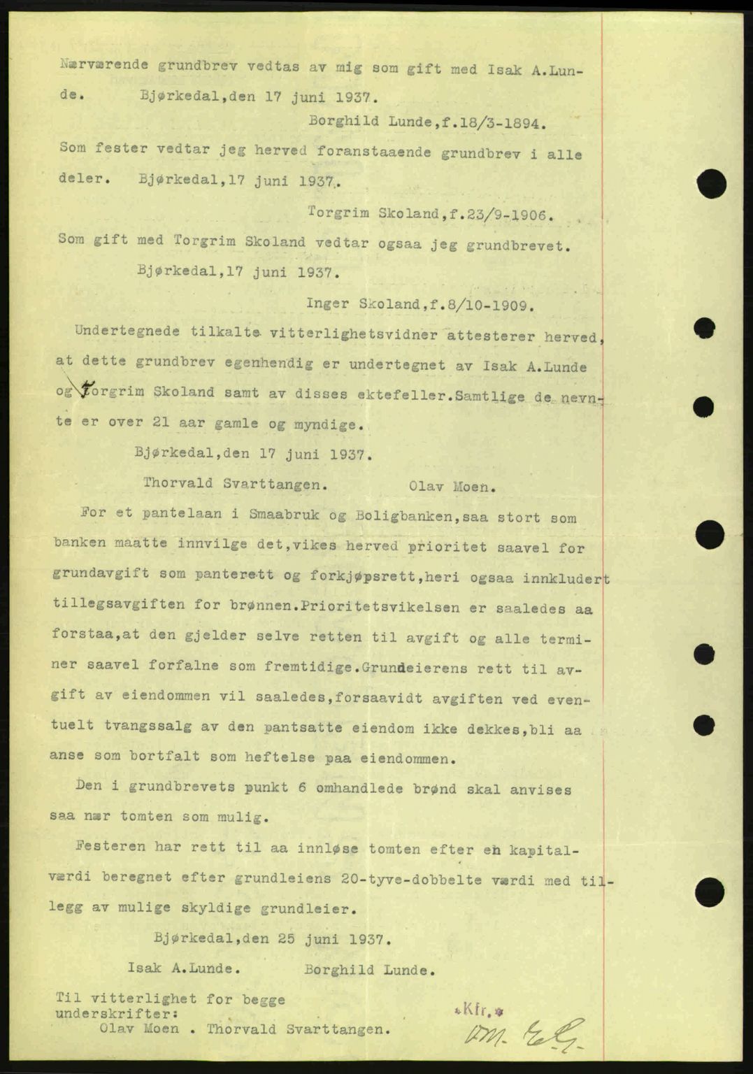 Bamble sorenskriveri, AV/SAKO-A-214/G/Ga/Gag/L0002: Mortgage book no. A-2, 1937-1938, Diary no: : 1217/1937
