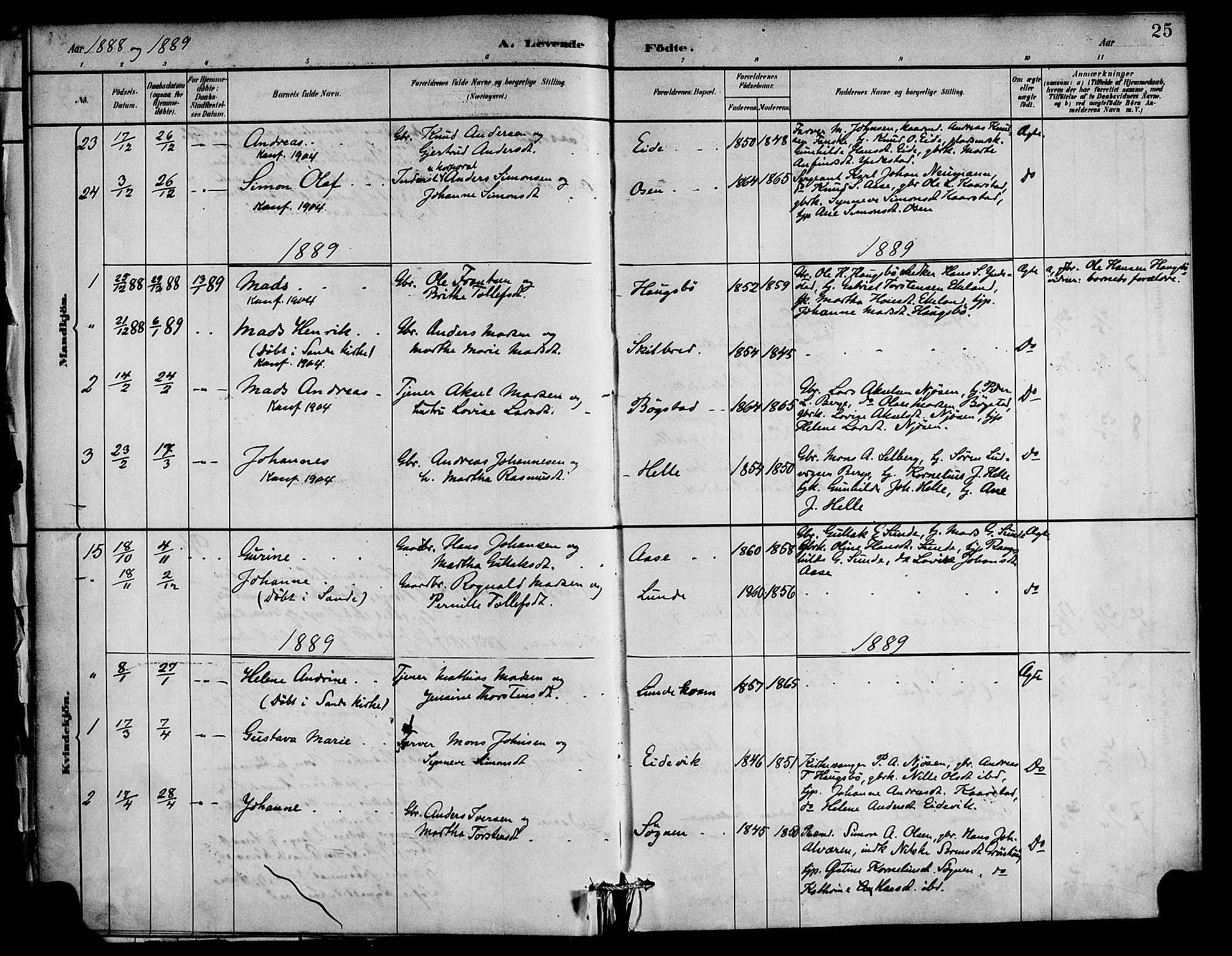 Gaular sokneprestembete, SAB/A-80001/H/Haa: Parish register (official) no. C 1, 1882-1897, p. 25