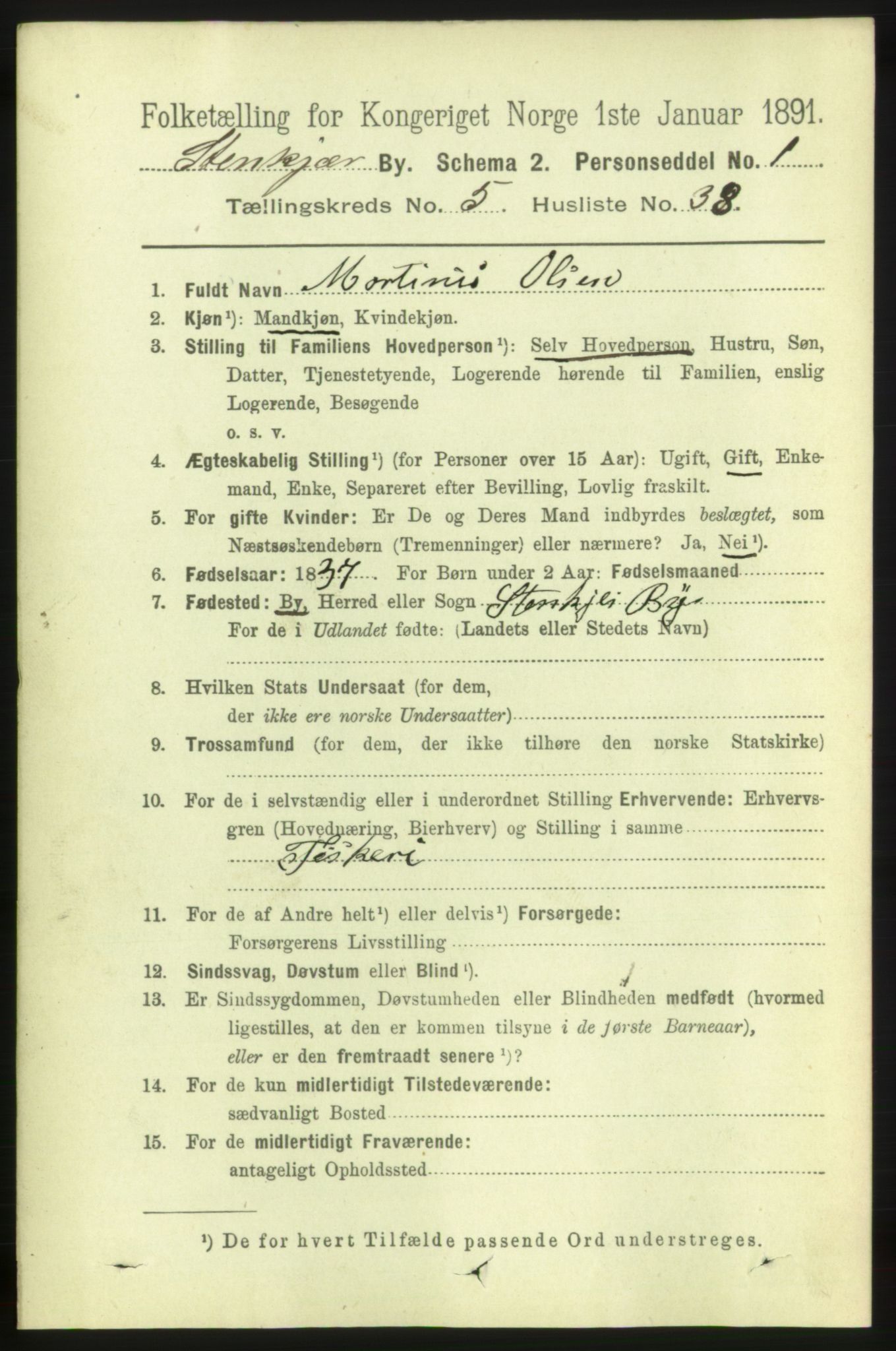 RA, 1891 census for 1702 Steinkjer, 1891, p. 2091