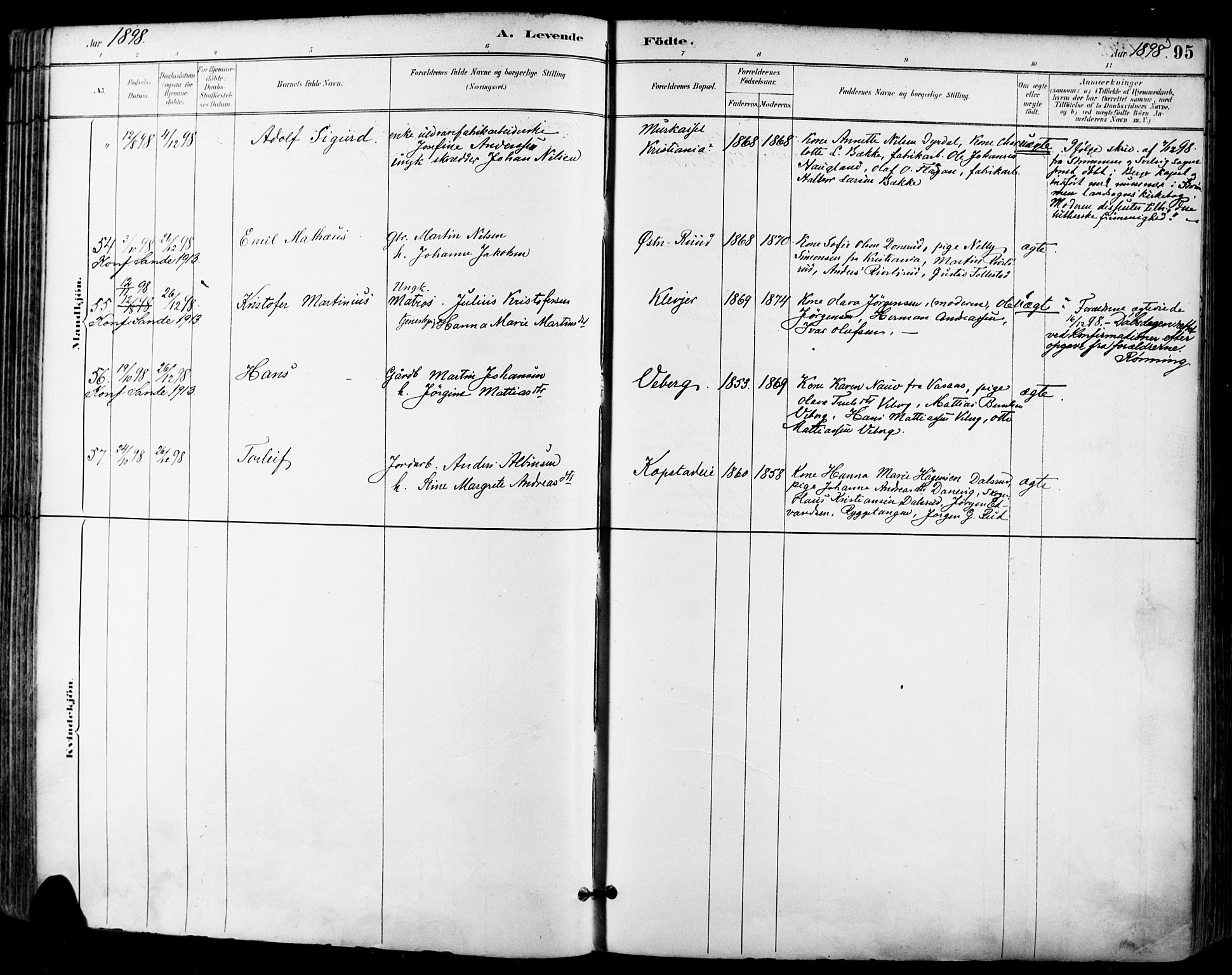 Sande Kirkebøker, AV/SAKO-A-53/F/Fa/L0007: Parish register (official) no. 7, 1888-1903, p. 95