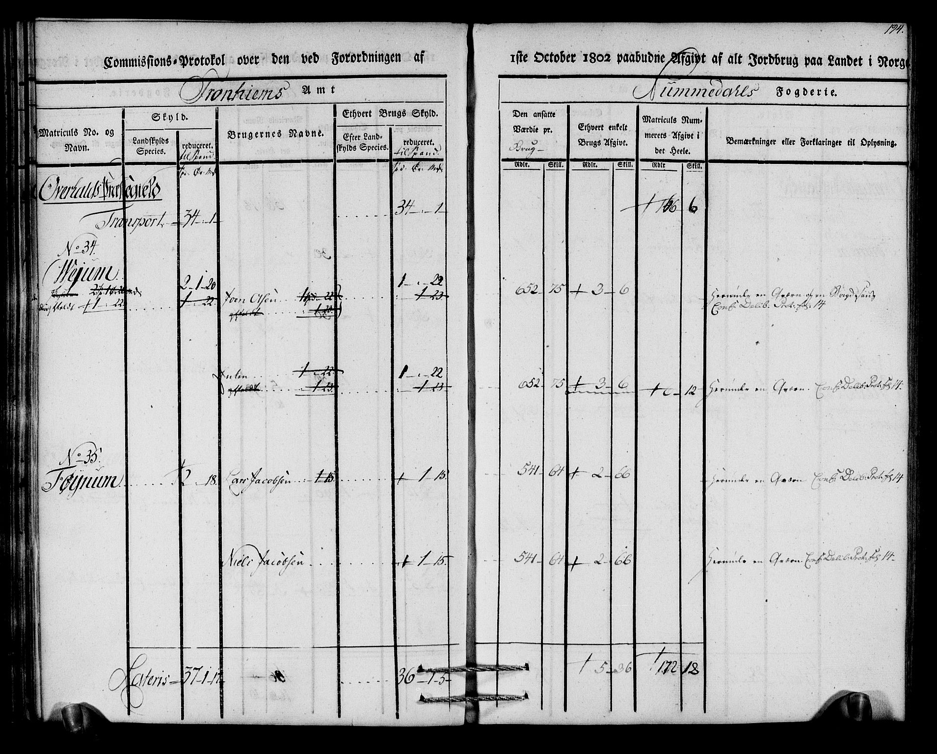 Rentekammeret inntil 1814, Realistisk ordnet avdeling, AV/RA-EA-4070/N/Ne/Nea/L0154: Namdalen fogderi. Kommisjonsprotokoll, 1803, p. 195