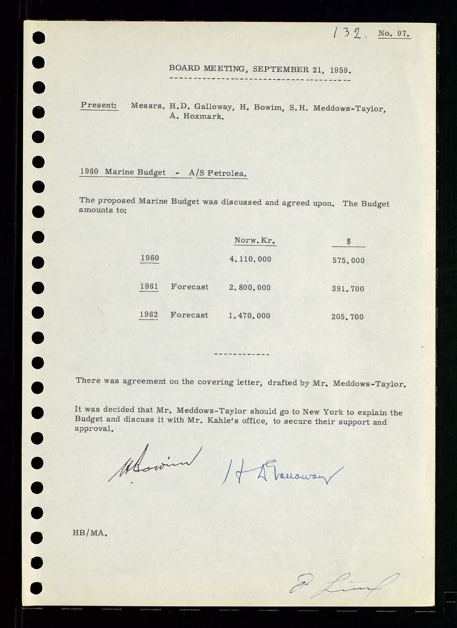 Pa 0982 - Esso Norge A/S, AV/SAST-A-100448/A/Aa/L0001/0001: Den administrerende direksjon Board minutes (styrereferater) / Den administrerende direksjon Board minutes (styrereferater), 1958-1959, p. 132