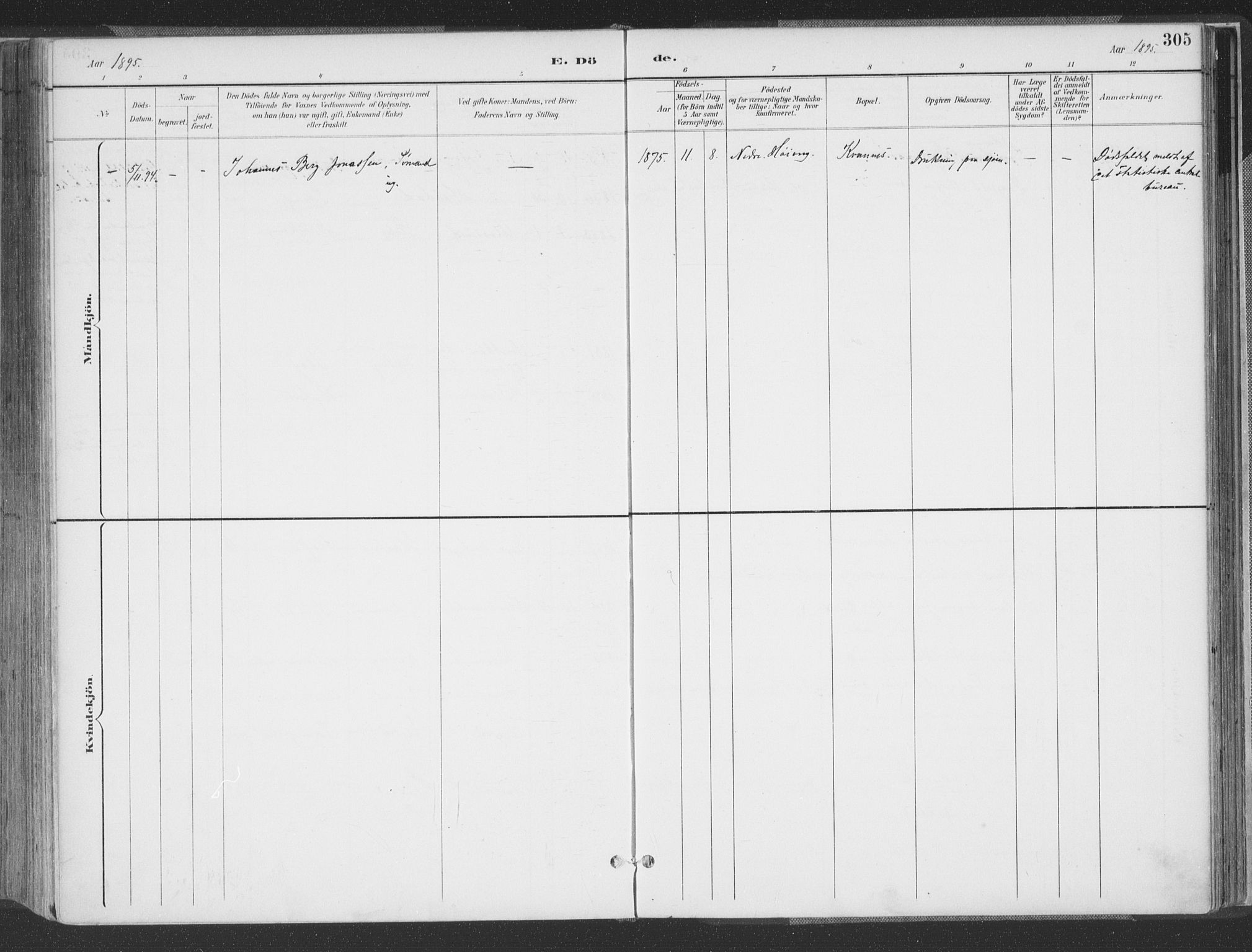 Høvåg sokneprestkontor, AV/SAK-1111-0025/F/Fa/L0006: Parish register (official) no. A 6, 1894-1923, p. 305