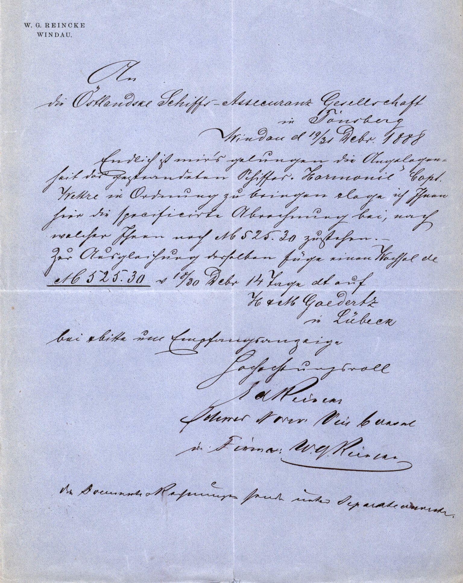 Pa 63 - Østlandske skibsassuranceforening, VEMU/A-1079/G/Ga/L0021/0006: Havaridokumenter / Gøthe, Granit, Granen, Harmonie, Lindsay, 1888, p. 40