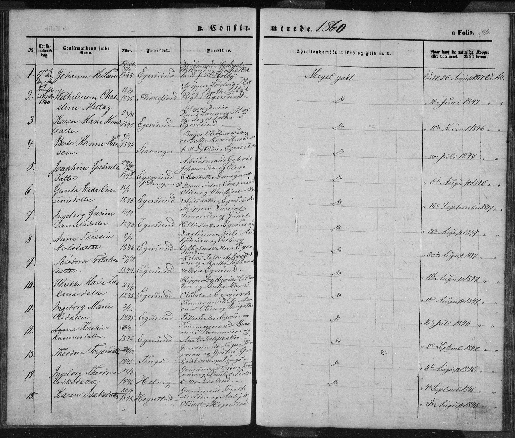 Eigersund sokneprestkontor, SAST/A-101807/S08/L0012: Parish register (official) no. A 12.1, 1850-1865, p. 296