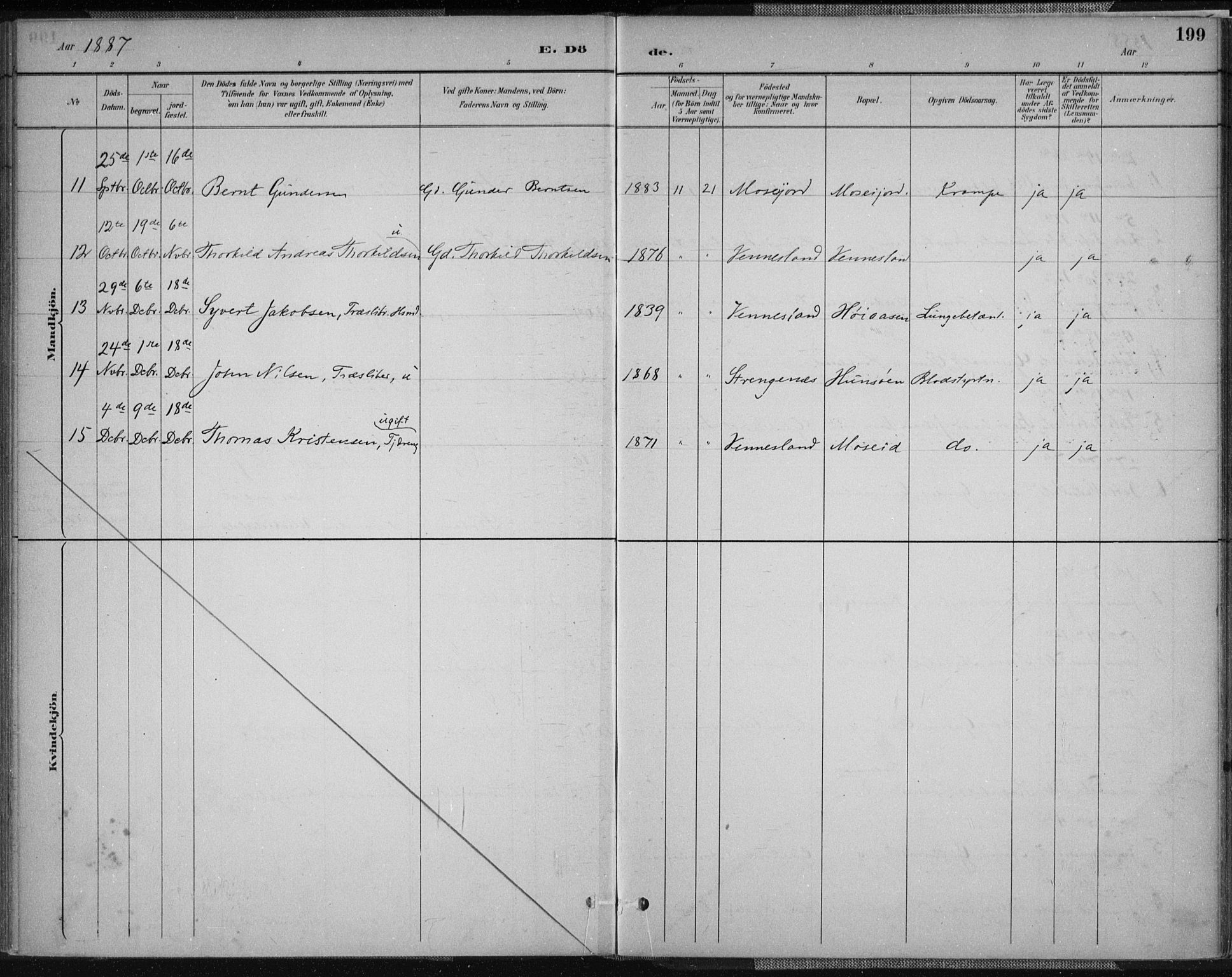 Vennesla sokneprestkontor, AV/SAK-1111-0045/Fa/Fab/L0004: Parish register (official) no. A 4, 1884-1896, p. 199