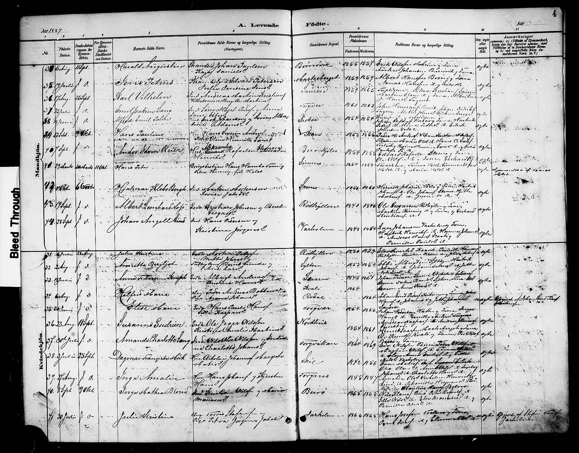 Ministerialprotokoller, klokkerbøker og fødselsregistre - Nordland, AV/SAT-A-1459/813/L0213: Parish register (copy) no. 813C05, 1887-1903, p. 4