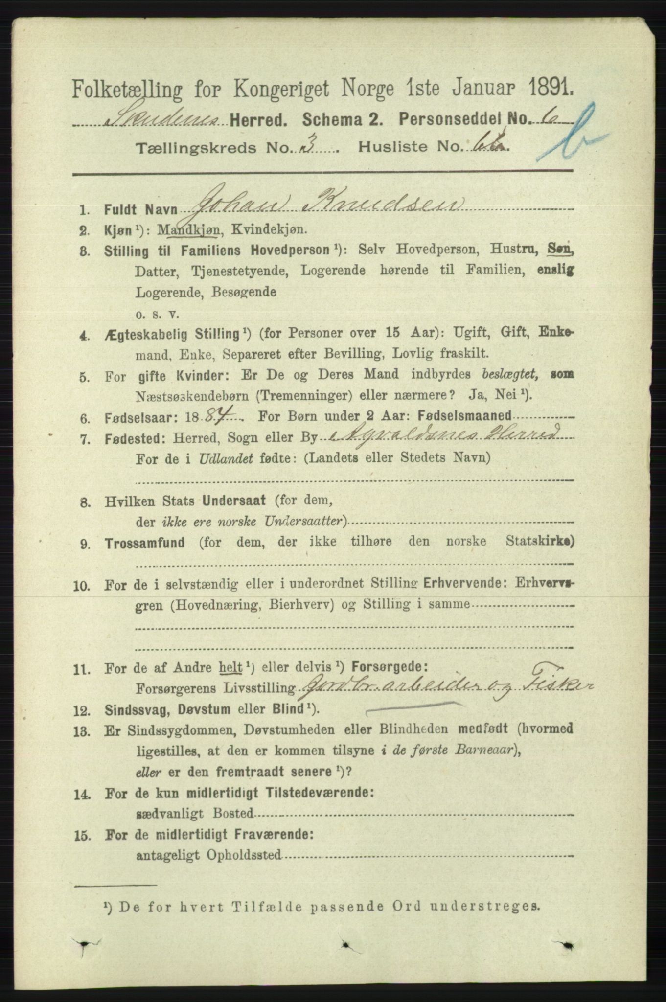 RA, 1891 census for 1150 Skudenes, 1891, p. 4352
