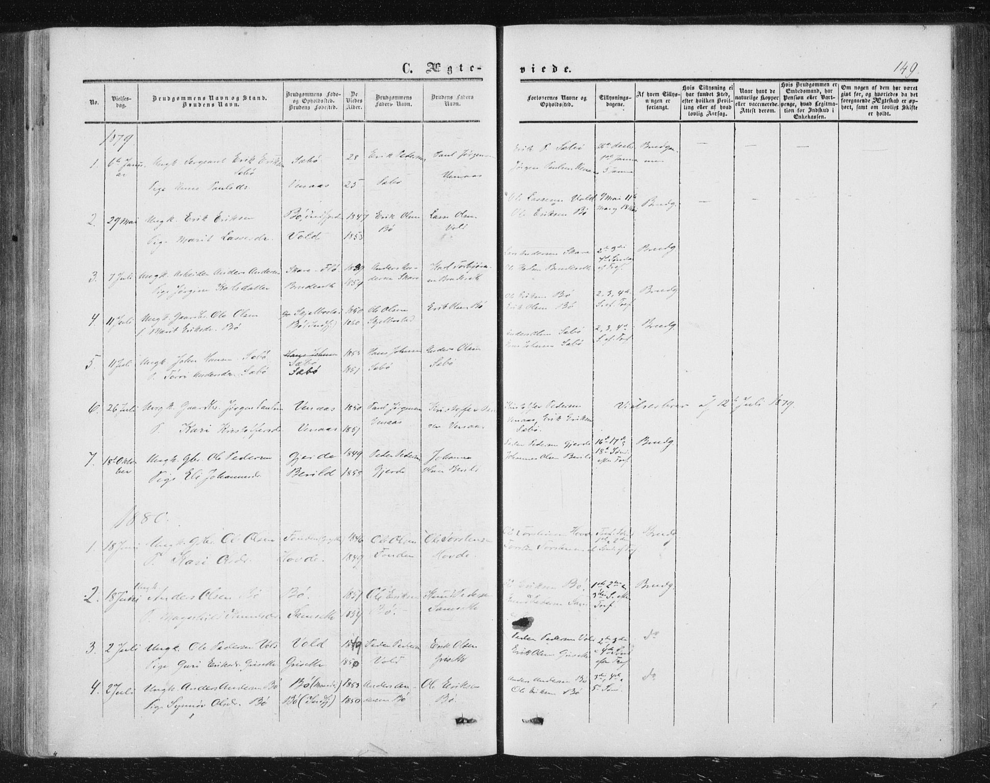 Ministerialprotokoller, klokkerbøker og fødselsregistre - Møre og Romsdal, AV/SAT-A-1454/543/L0562: Parish register (official) no. 543A02, 1854-1884, p. 149