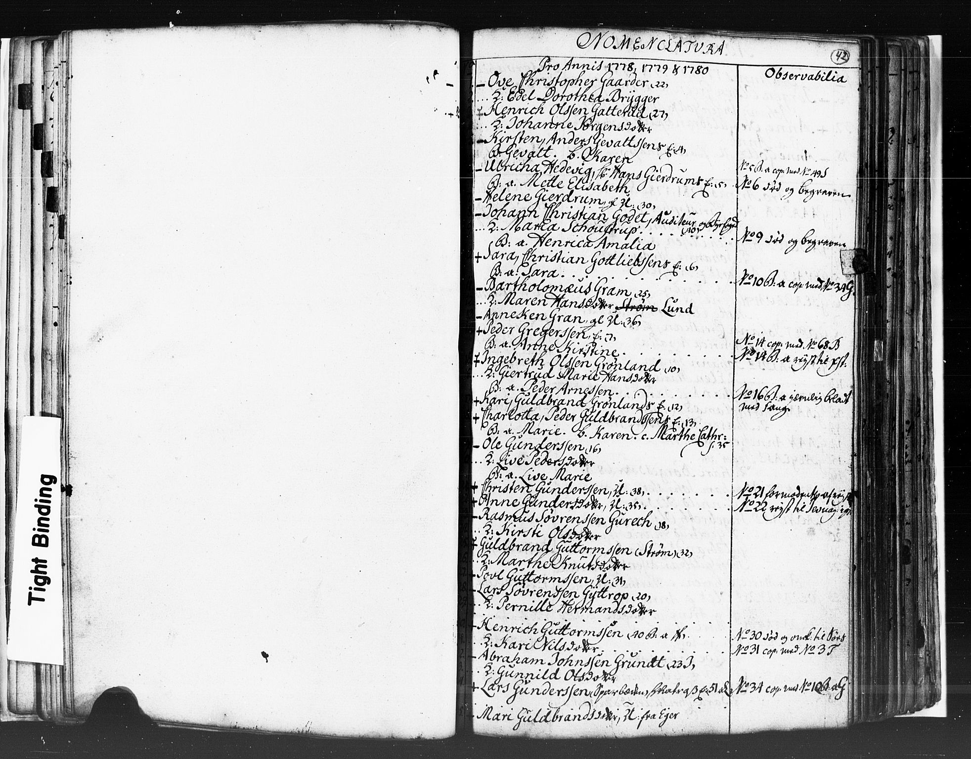 Strømsø kirkebøker, SAKO/A-246/K/Ka/L0001: Sjeleregister, 1778-1792, p. 42