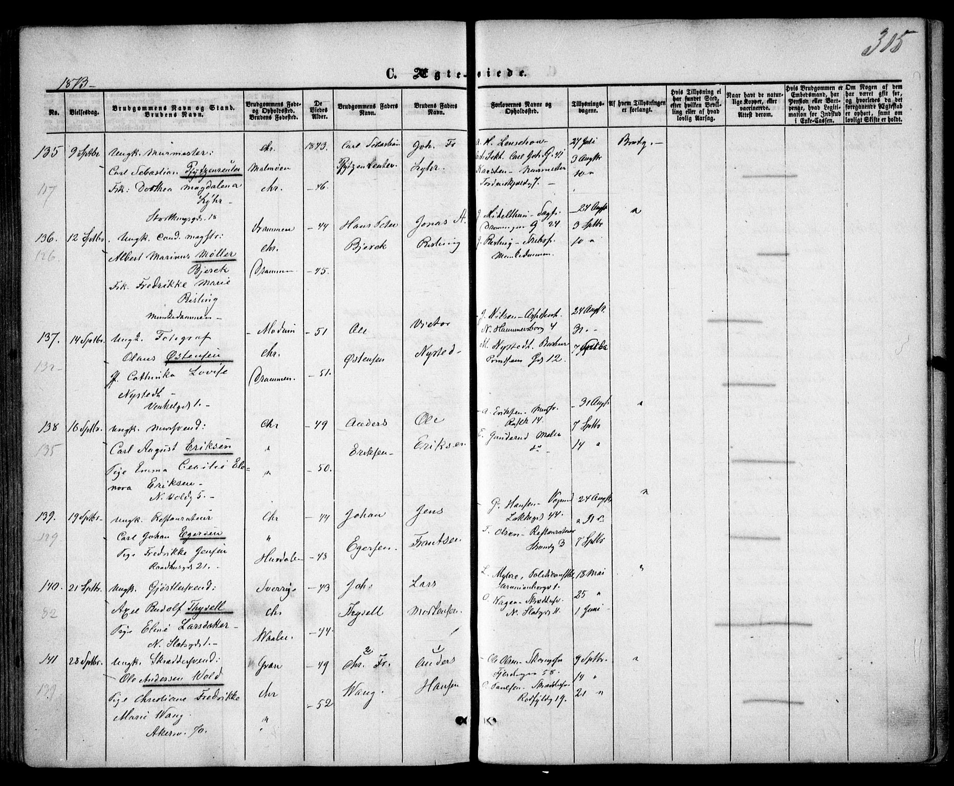 Trefoldighet prestekontor Kirkebøker, AV/SAO-A-10882/F/Fc/L0001: Parish register (official) no. III 1, 1858-1874, p. 315