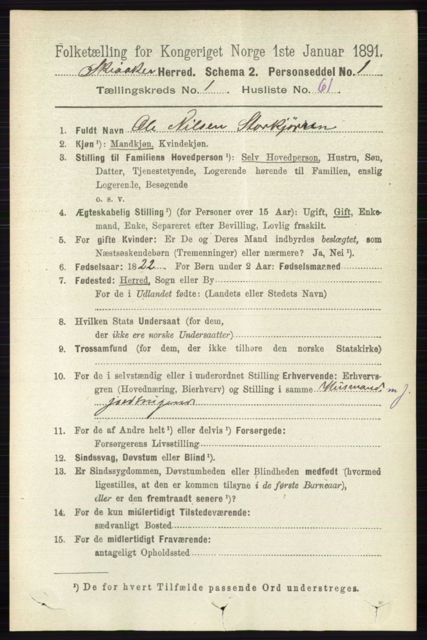 RA, 1891 census for 0513 Skjåk, 1891, p. 467