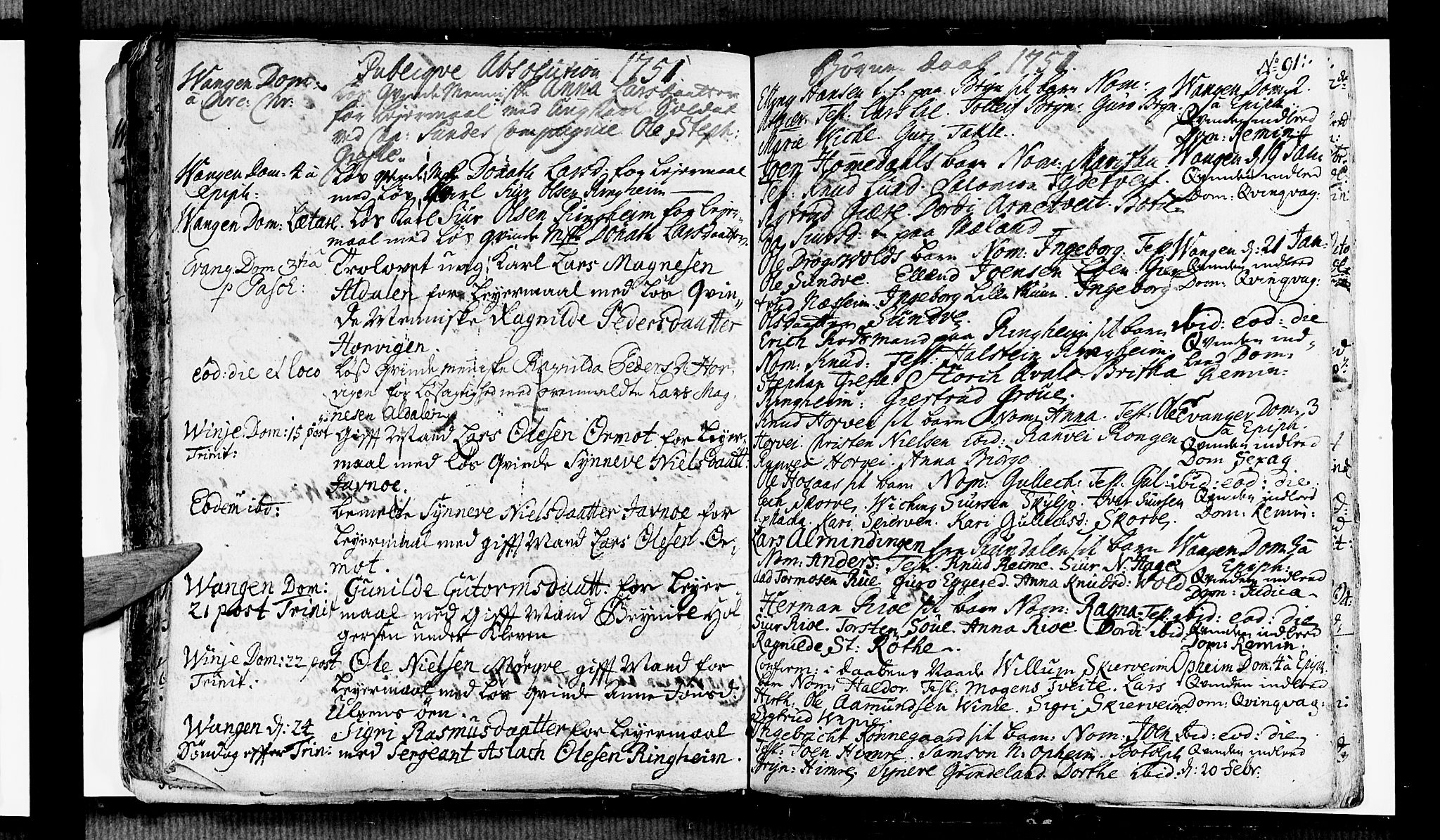 Voss sokneprestembete, SAB/A-79001/H/Haa: Parish register (official) no. A 6, 1744-1752, p. 91