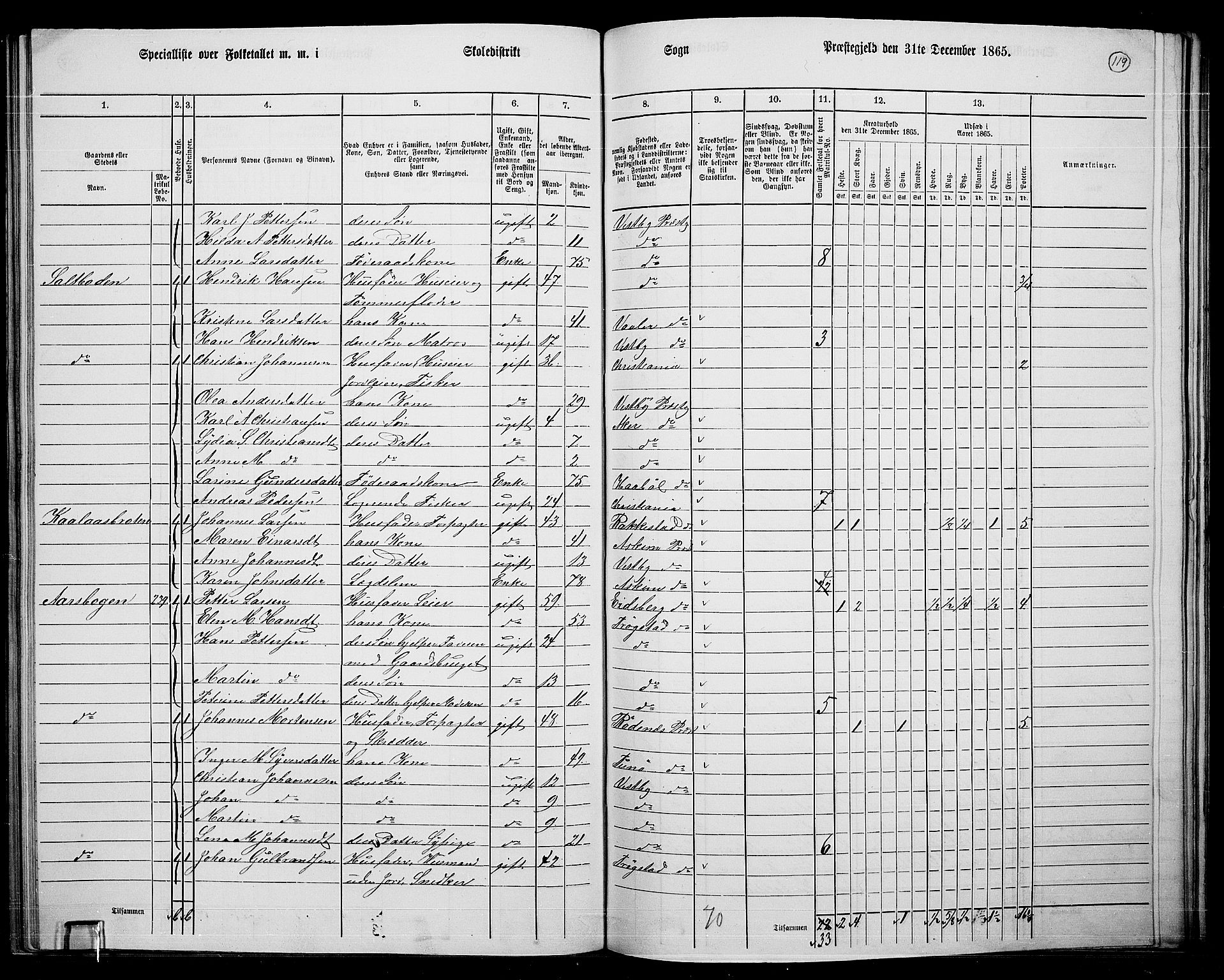 RA, 1865 census for Vestby, 1865, p. 113