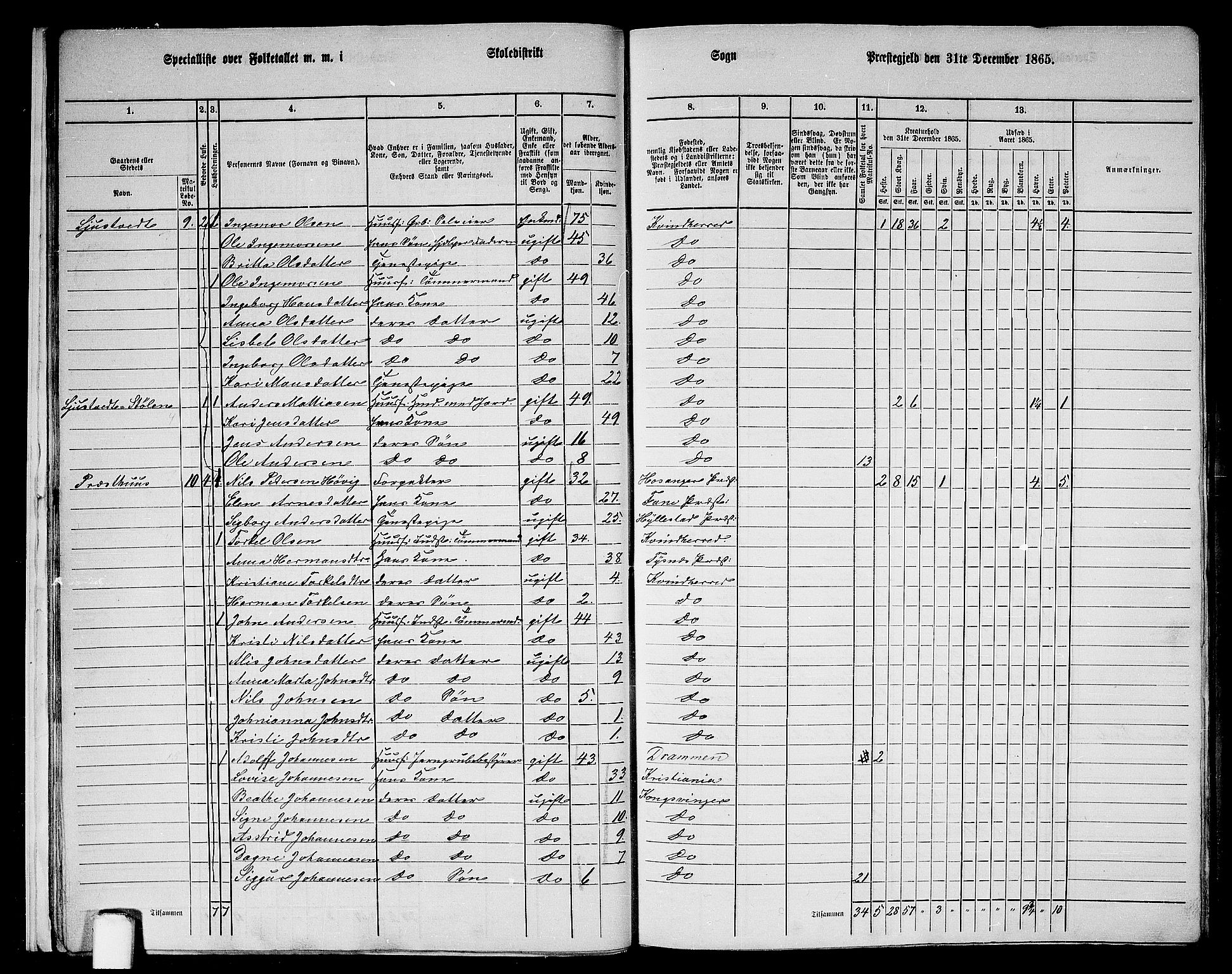 RA, 1865 census for Kvinnherad, 1865, p. 19