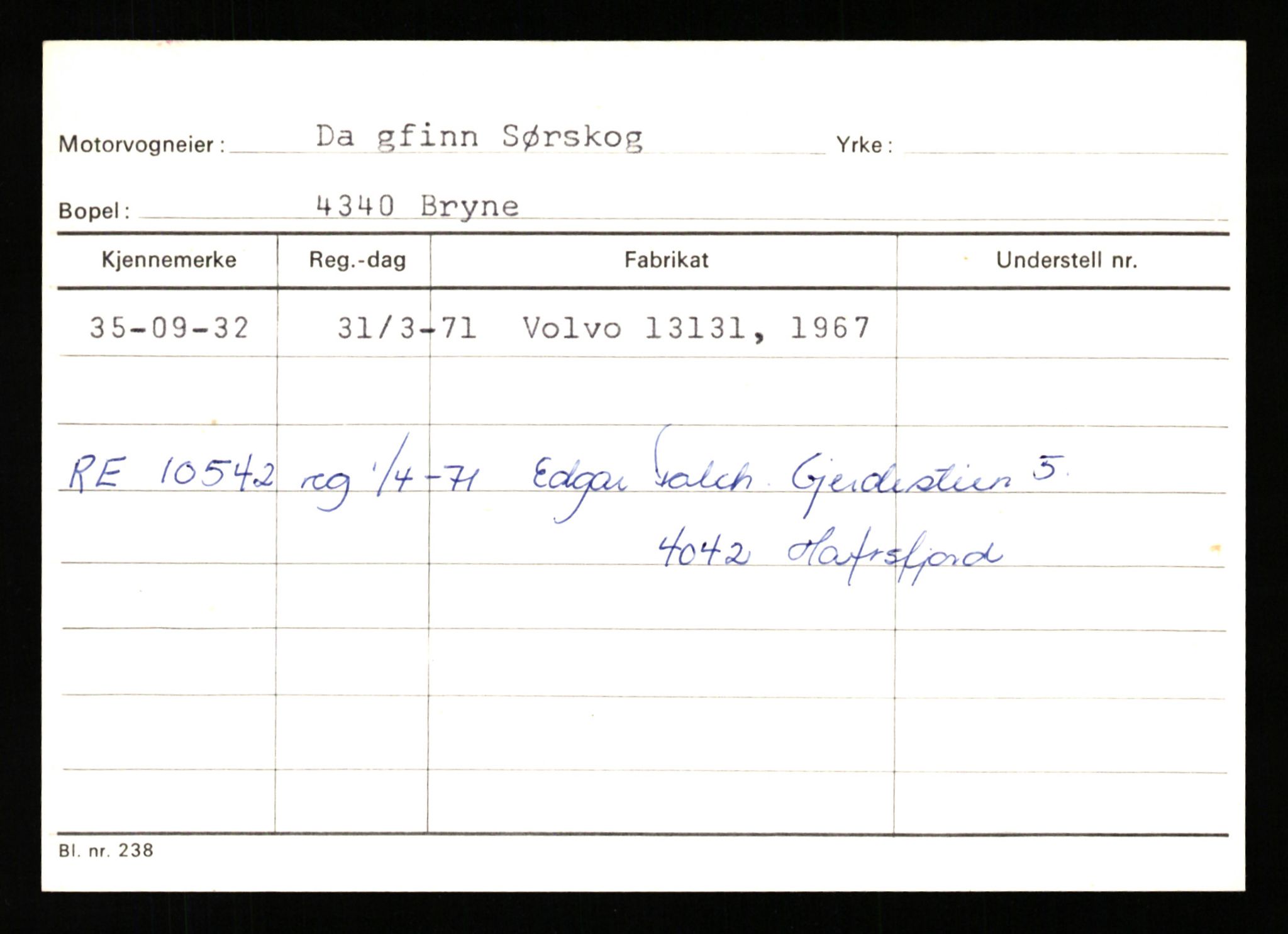 Stavanger trafikkstasjon, AV/SAST-A-101942/0/G/L0011: Registreringsnummer: 240000 - 363477, 1930-1971, p. 3007