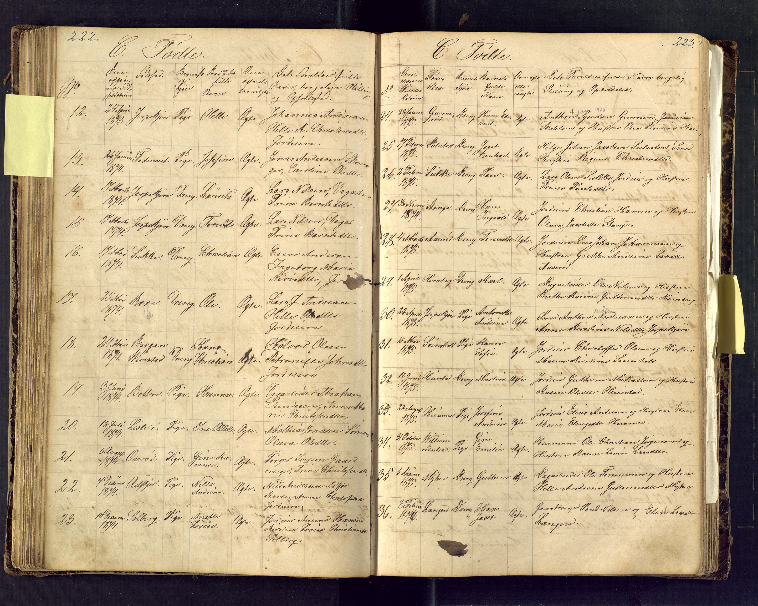 Den evangelisk lutherske frimenighet i Jarlsbergs grevskap med flere steder, AV/SAKO-P-1384/F/Fa/L0001: Dissenter register no. Fa/L0001, 1872-1925, p. 222-223